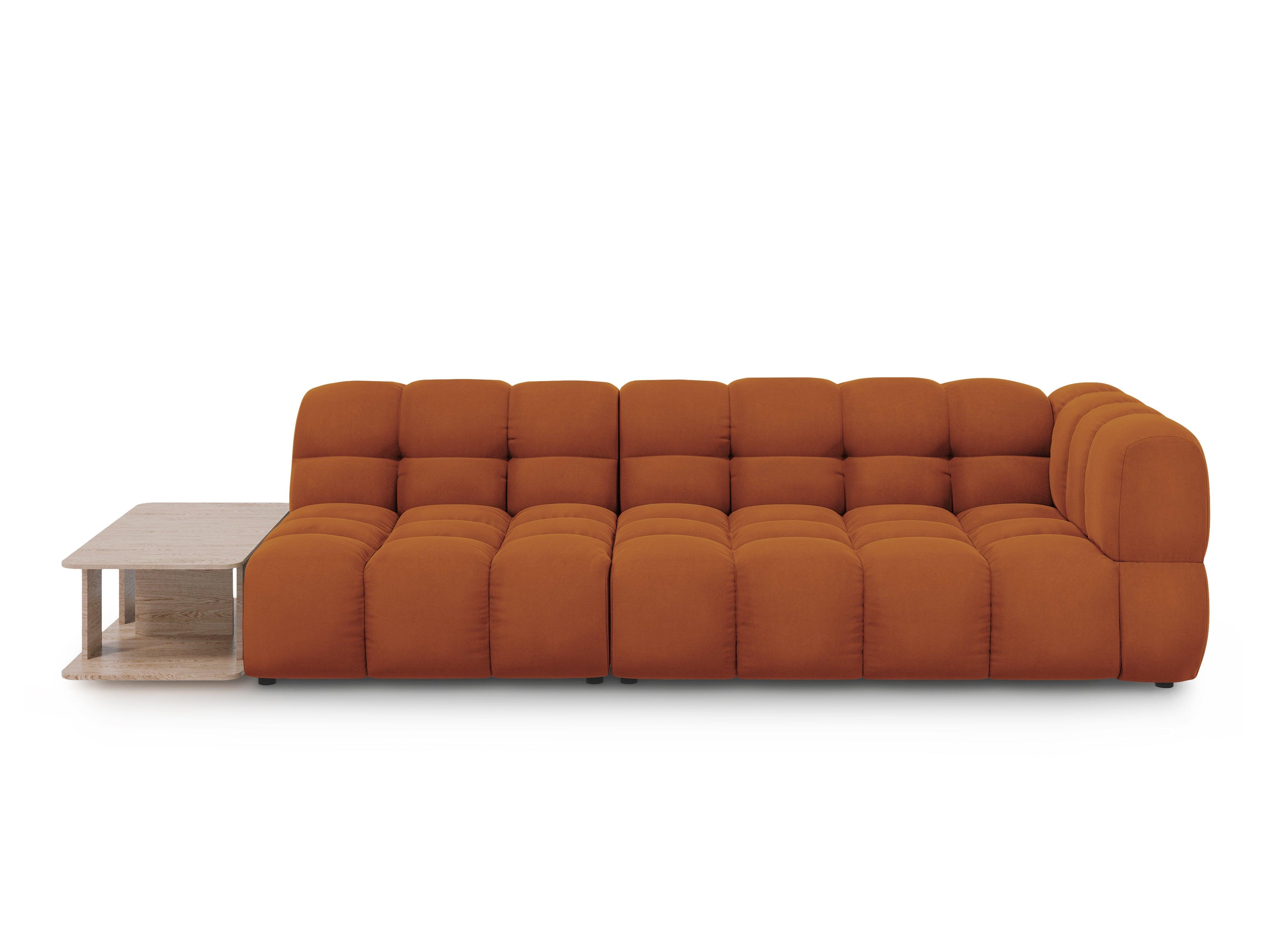 Sofa aksamitna lewostronna 4-osobowa otwarta ze stolikiem SKY terracotta Cosmopolitan Design    Eye on Design