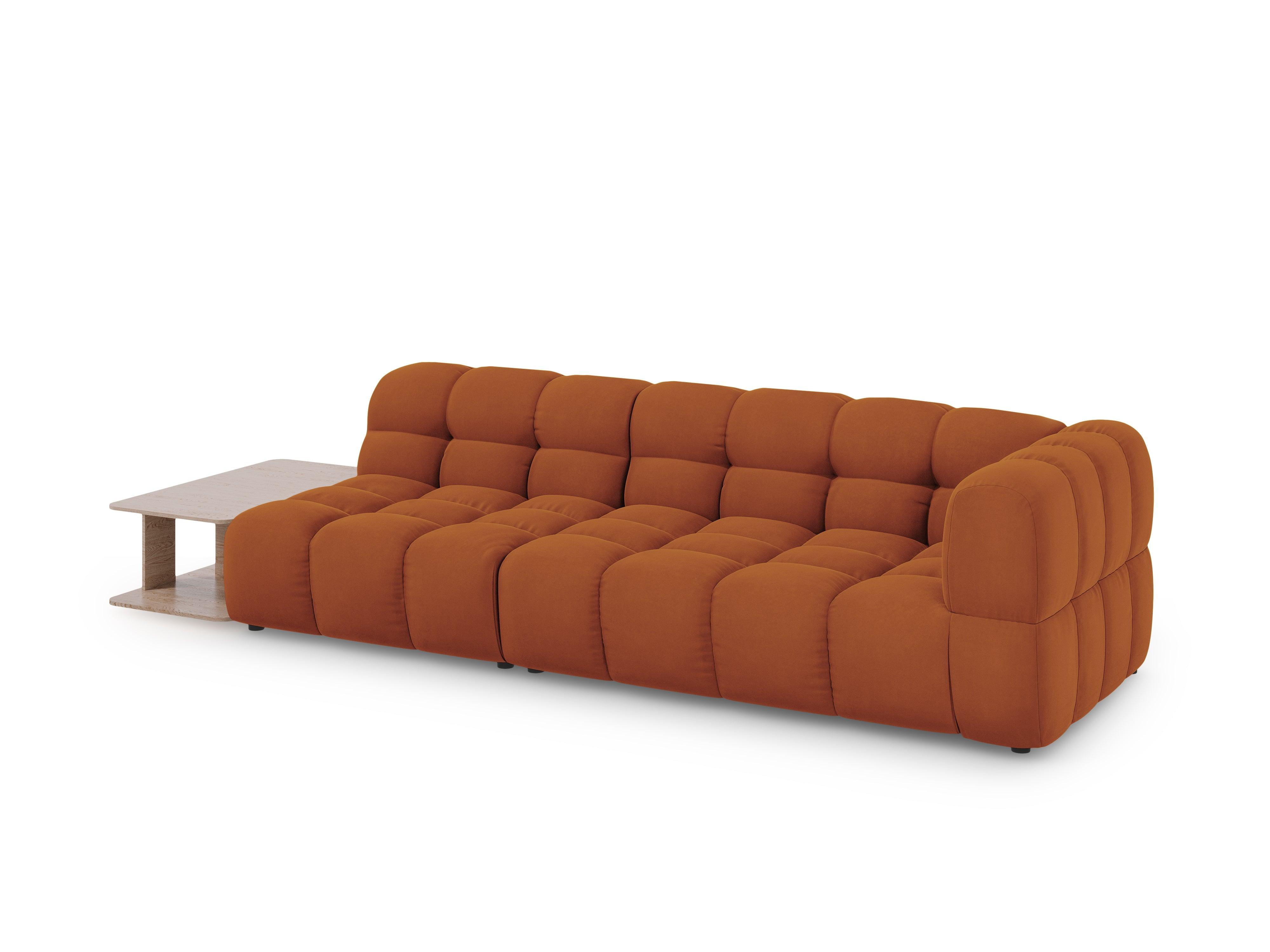 Sofa aksamitna lewostronna 4-osobowa otwarta ze stolikiem SKY terracotta Cosmopolitan Design    Eye on Design