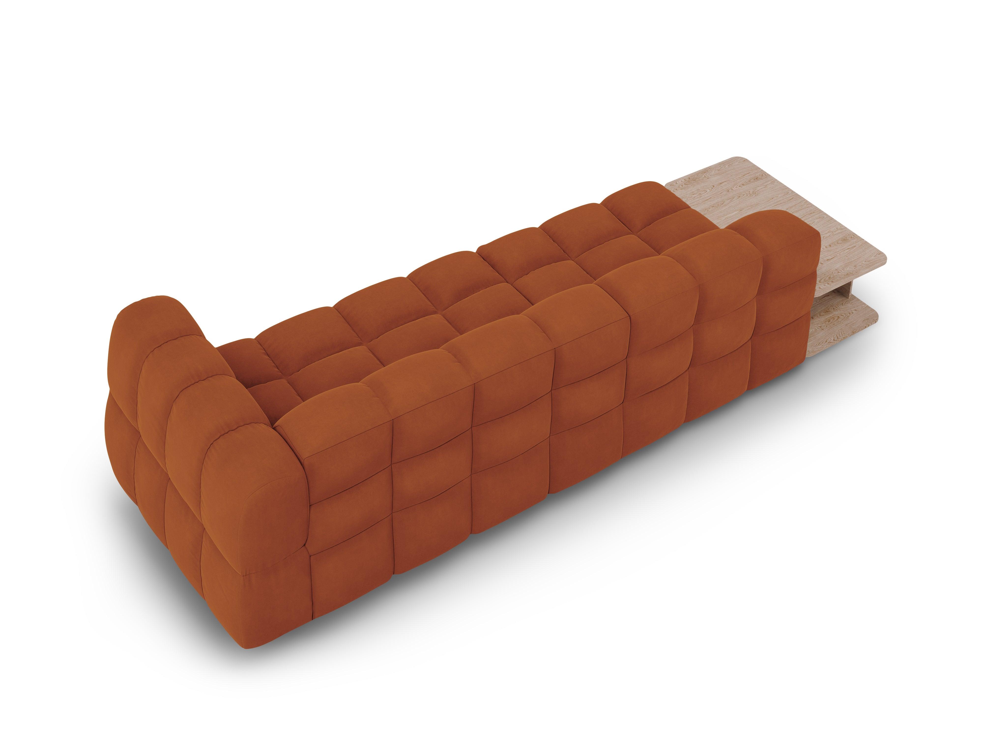 Sofa aksamitna lewostronna 4-osobowa otwarta ze stolikiem SKY terracotta Cosmopolitan Design    Eye on Design