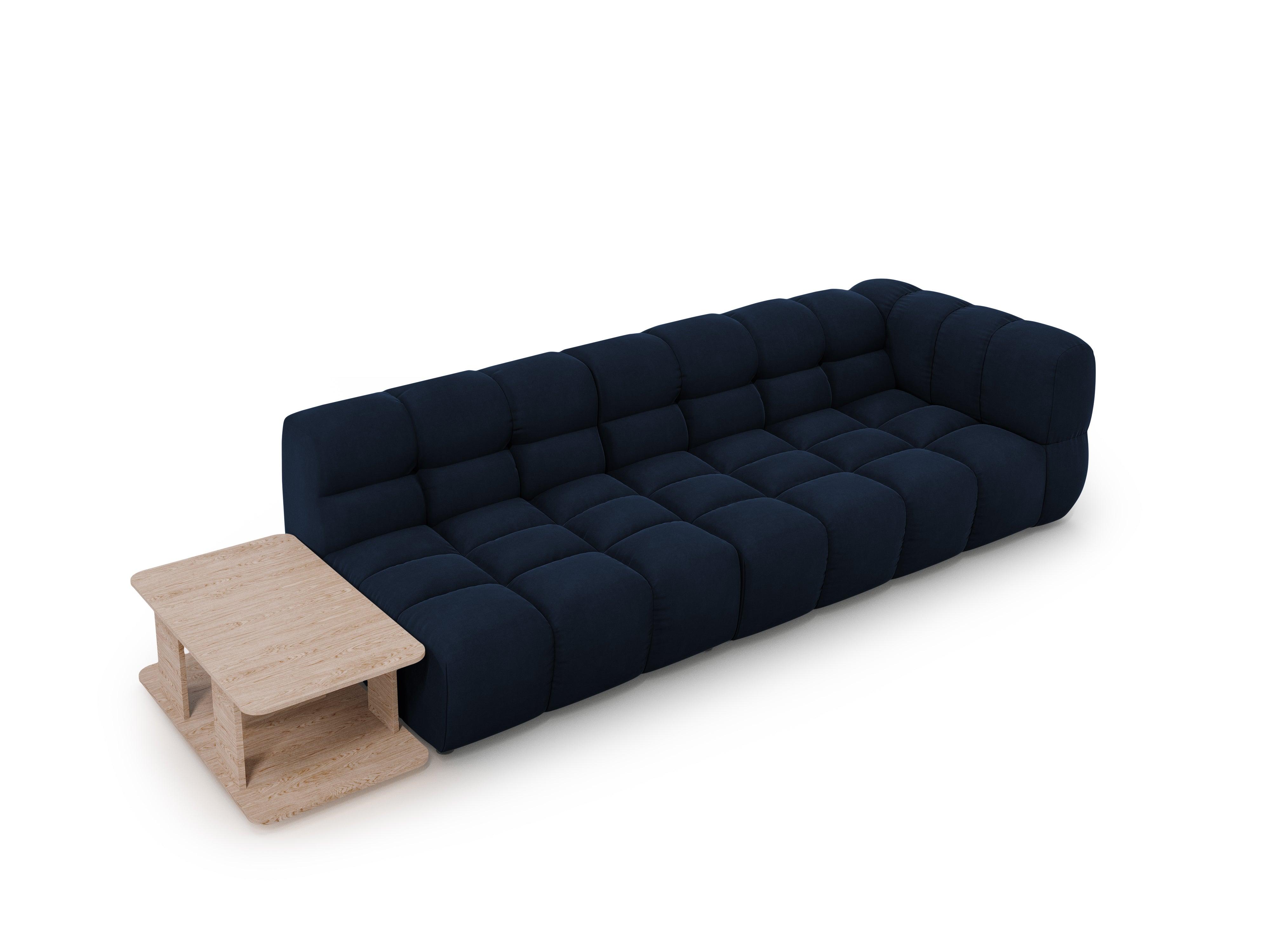 Sofa aksamitna lewostronna 4-osobowa otwarta ze stolikiem SKY granat królewski Cosmopolitan Design    Eye on Design