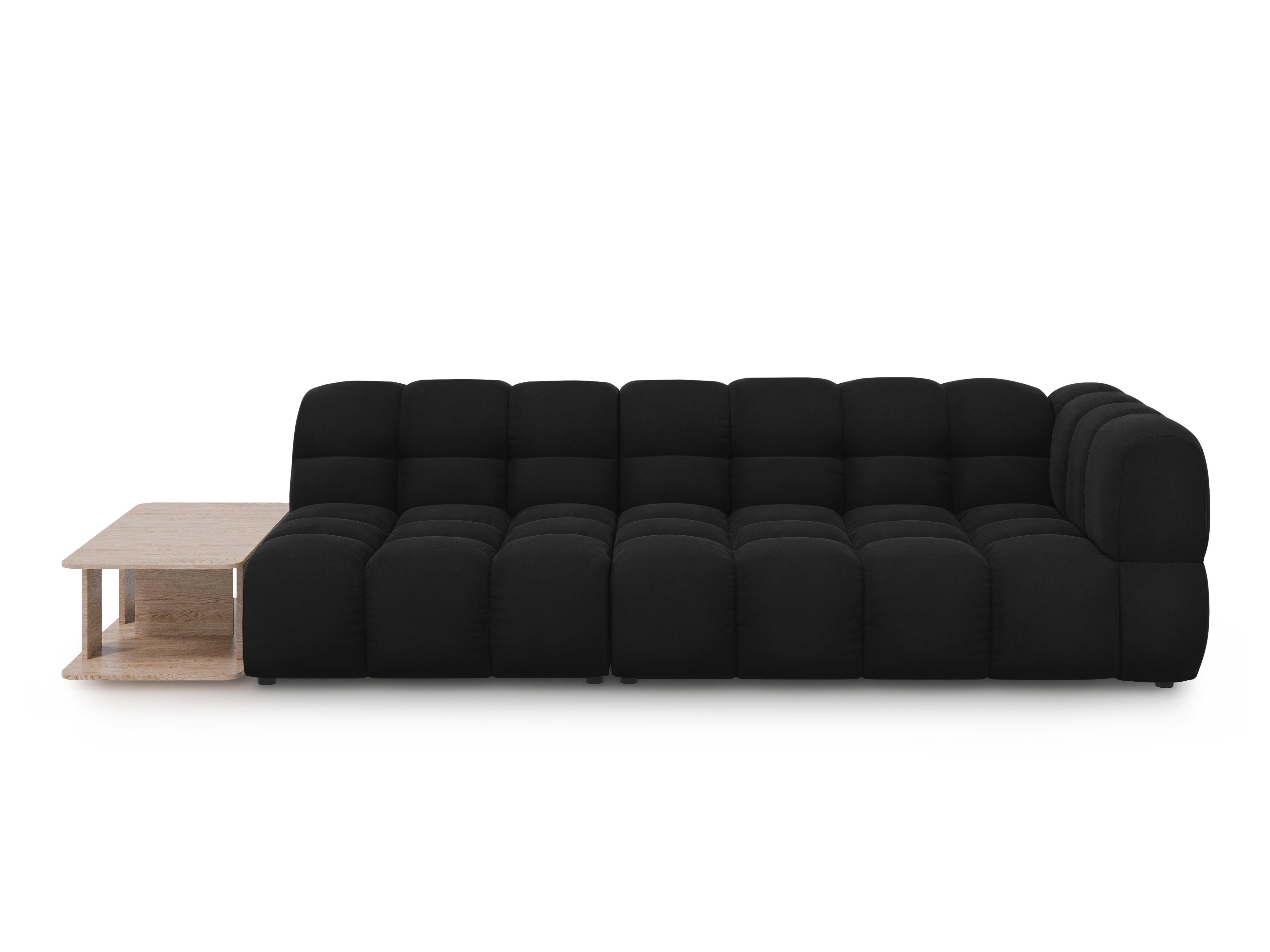 Sofa aksamitna lewostronna 4-osobowa otwarta ze stolikiem SKY czarny Cosmopolitan Design    Eye on Design