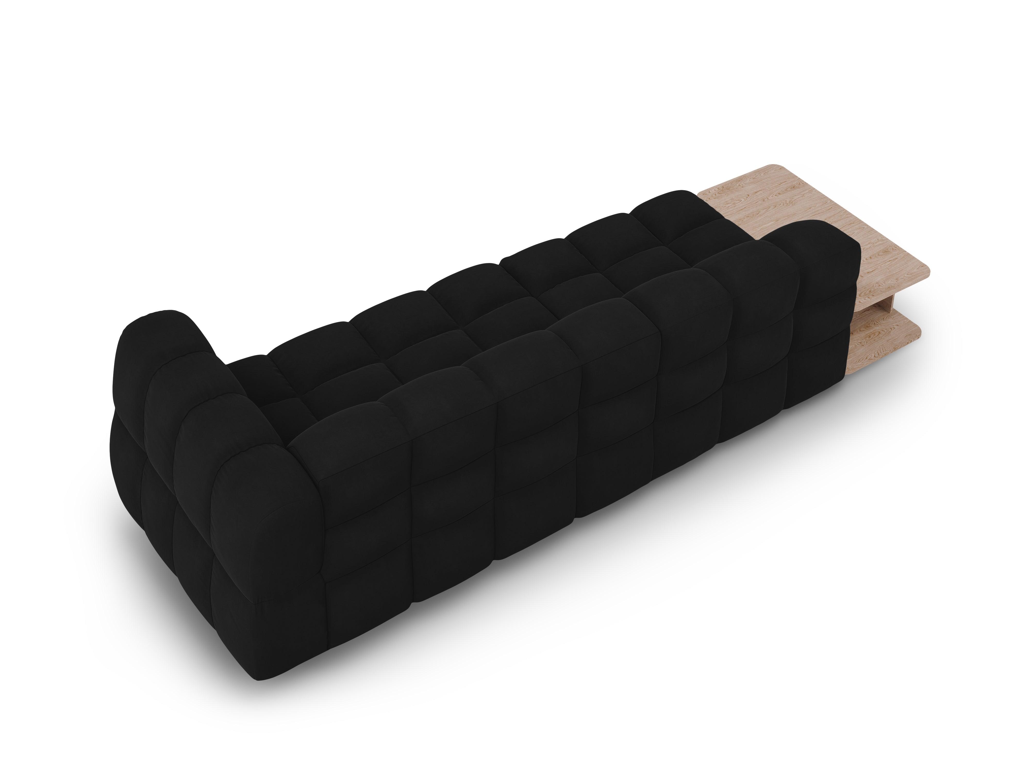 Sofa aksamitna lewostronna 4-osobowa otwarta ze stolikiem SKY czarny Cosmopolitan Design    Eye on Design