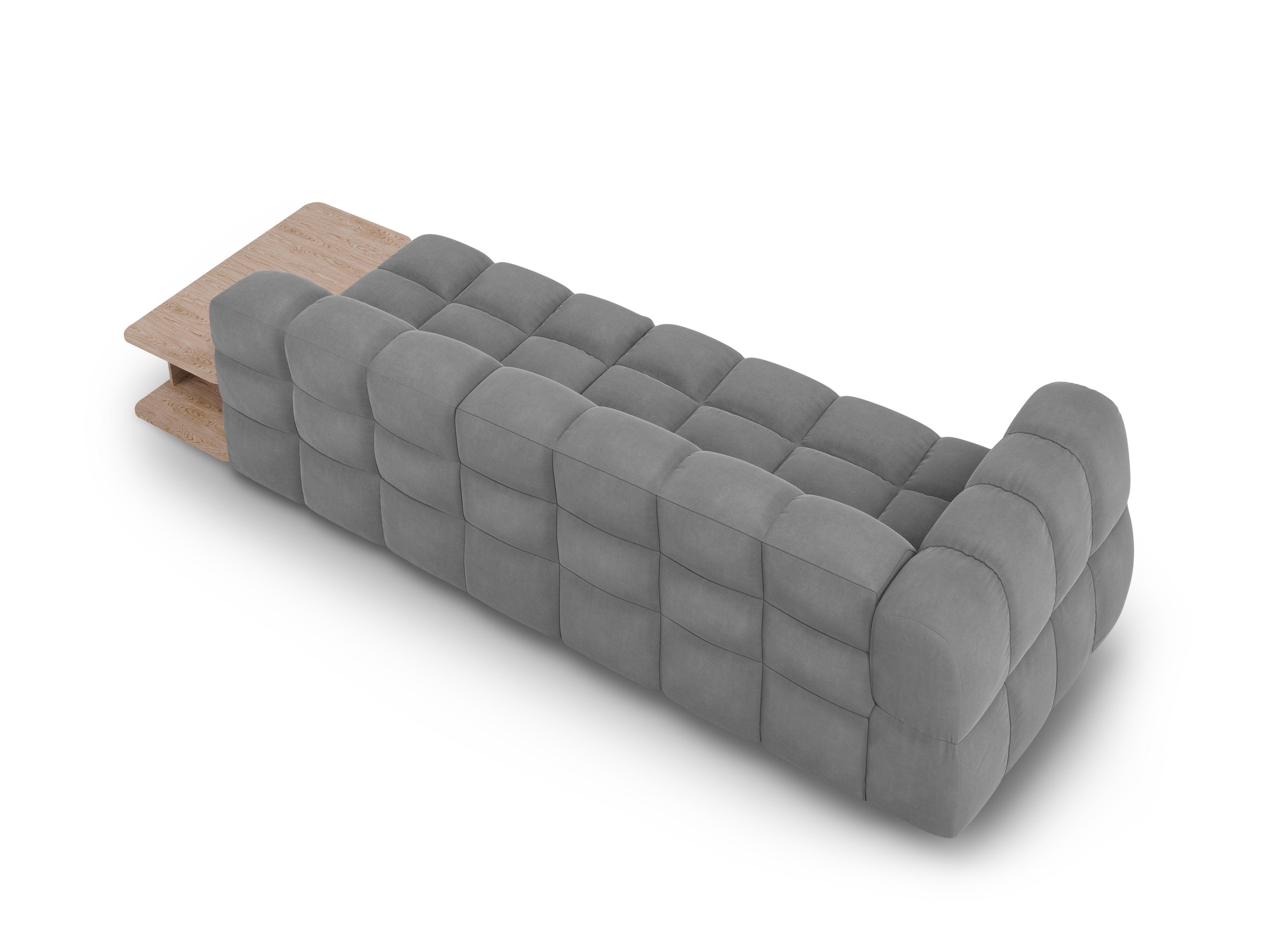 Sofa aksamitna prawostronna 4-osobowa otwarta ze stolikiem SKY jasnoszary Cosmopolitan Design    Eye on Design