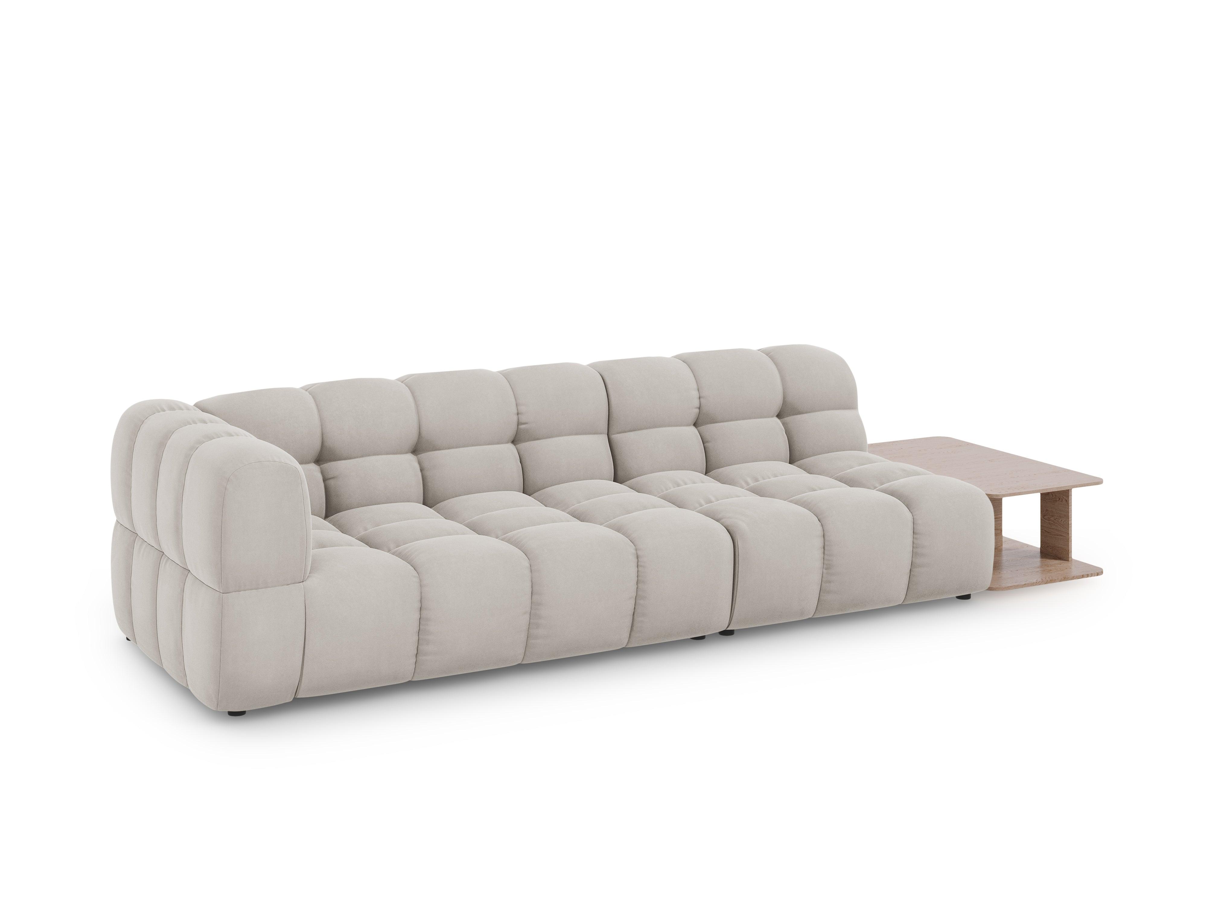 Sofa aksamitna prawostronna 4-osobowa otwarta ze stolikiem SKY kość słoniowa Cosmopolitan Design    Eye on Design