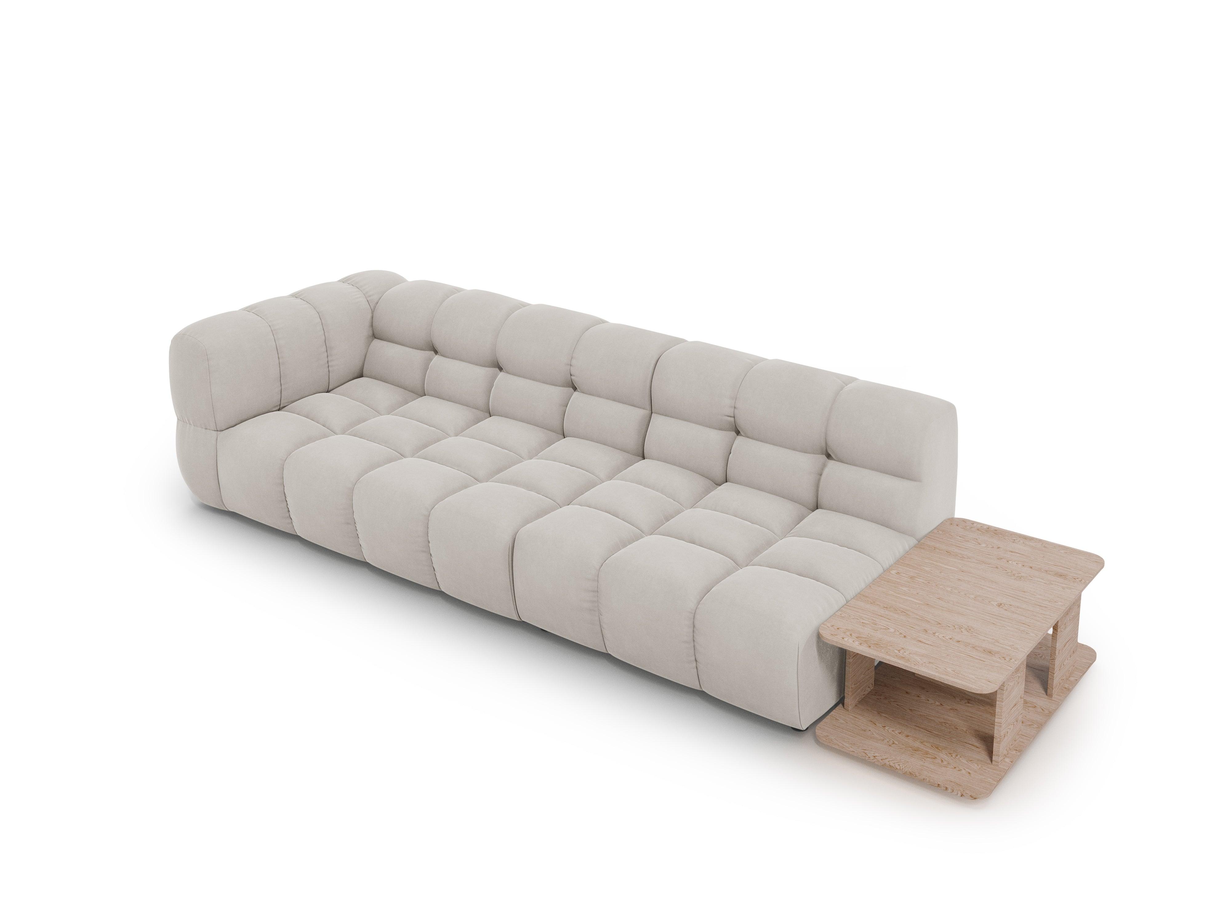 Sofa aksamitna prawostronna 4-osobowa otwarta ze stolikiem SKY kość słoniowa Cosmopolitan Design    Eye on Design