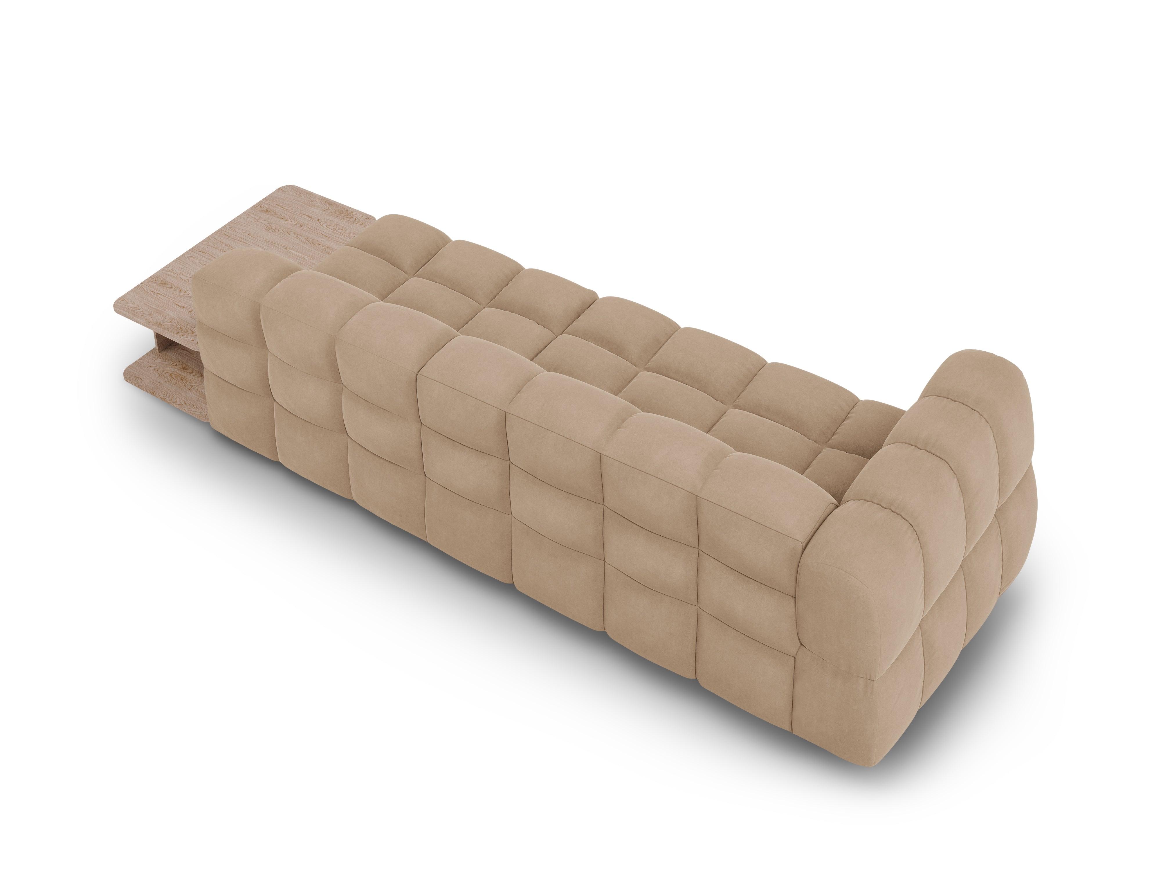 Sofa aksamitna prawostronna 4-osobowa otwarta ze stolikiem SKY piaskowy Cosmopolitan Design    Eye on Design