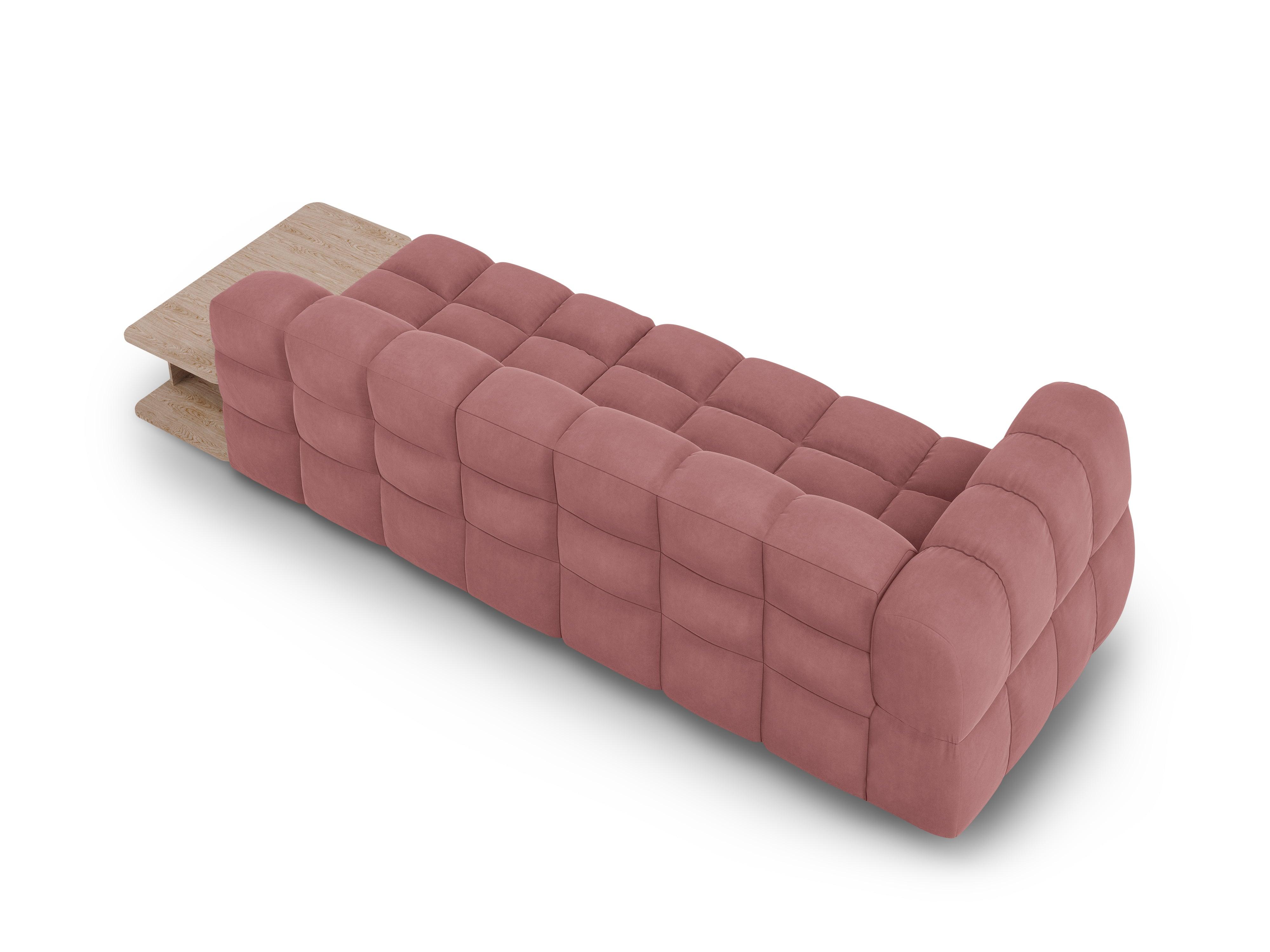 Sofa aksamitna prawostronna 4-osobowa otwarta ze stolikiem SKY łososiowy Cosmopolitan Design    Eye on Design