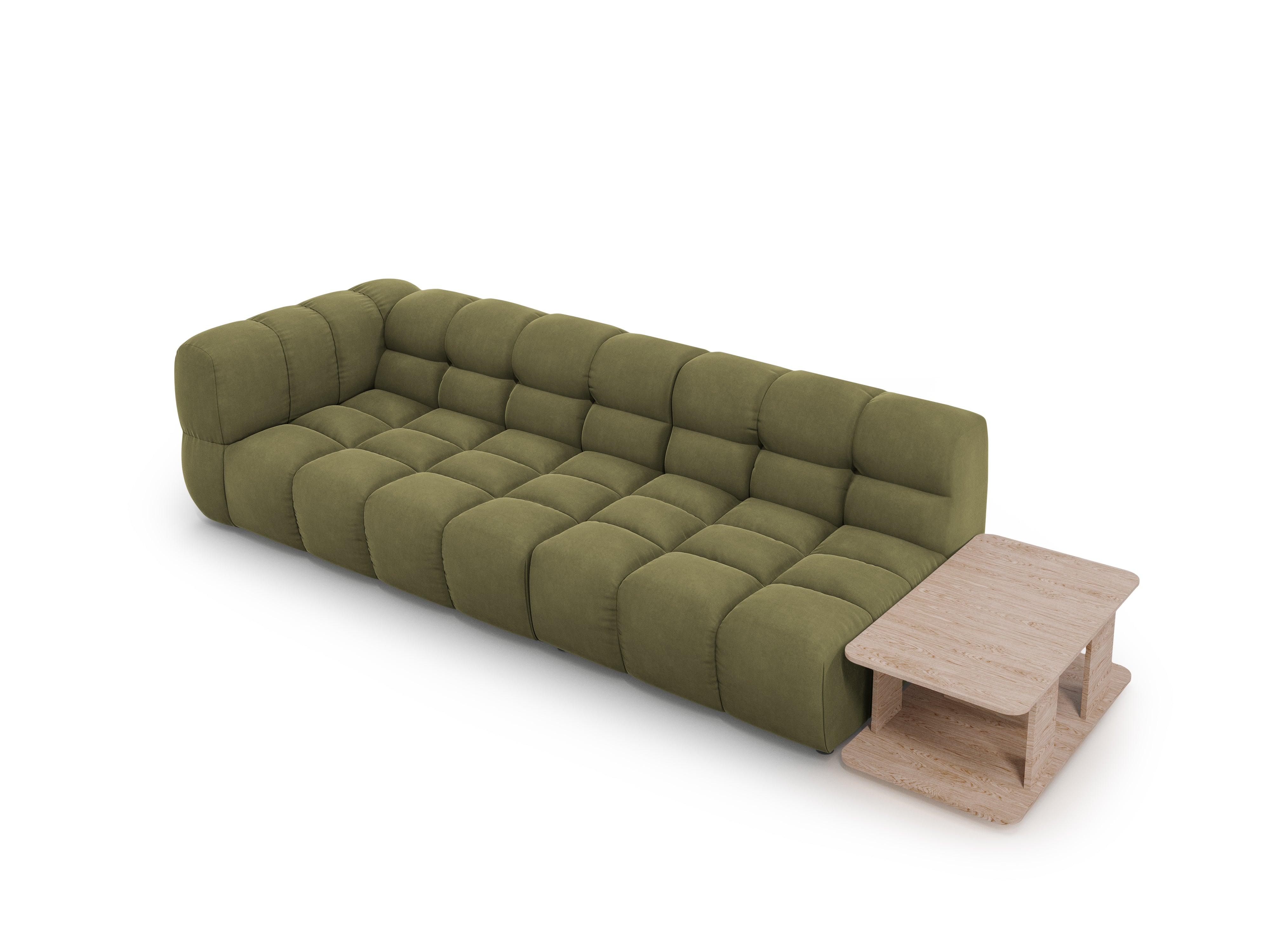 Sofa aksamitna prawostronna 4-osobowa otwarta ze stolikiem SKY jasnozielony Cosmopolitan Design    Eye on Design