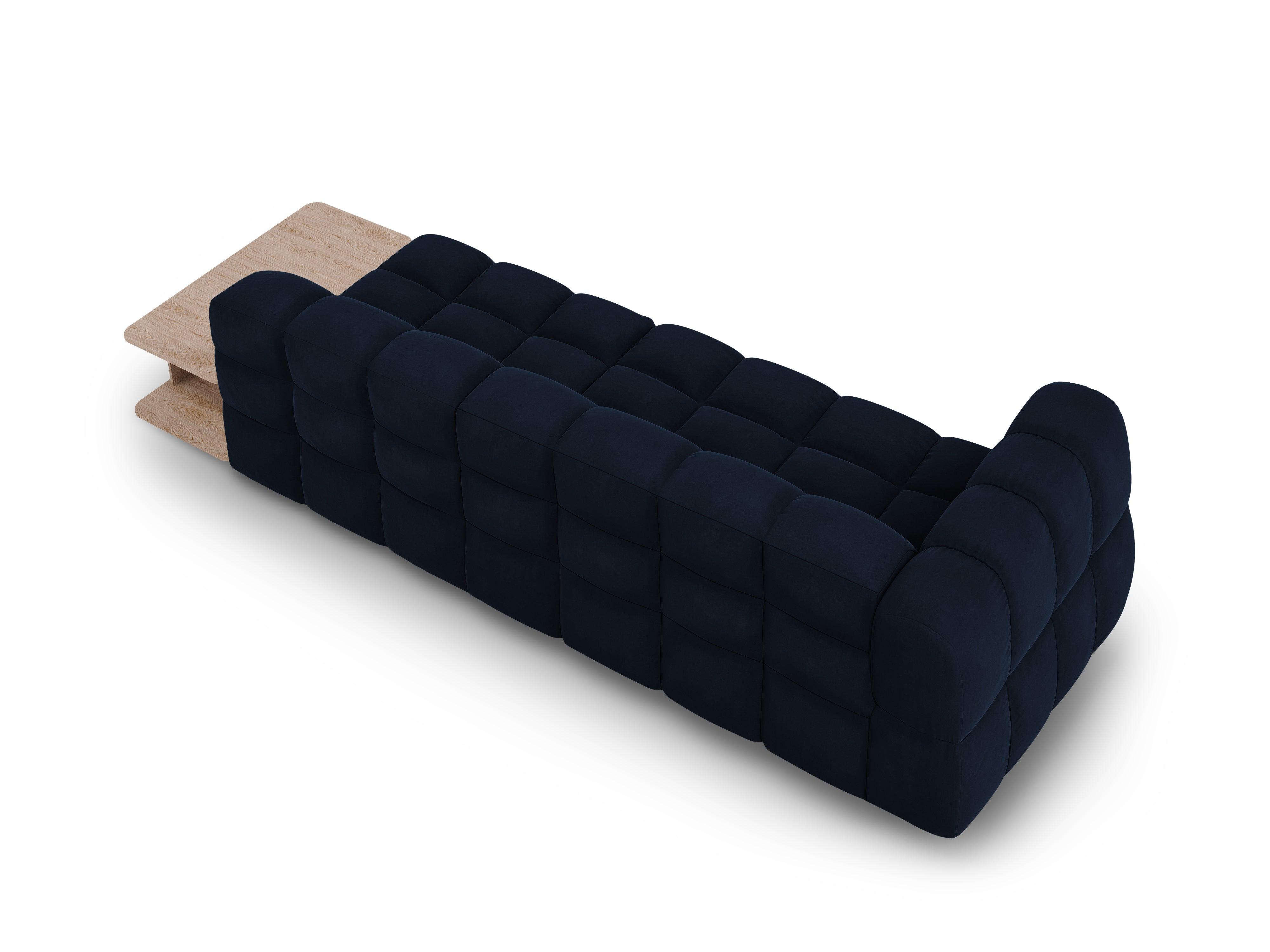 Sofa aksamitna prawostronna 4-osobowa otwarta ze stolikiem SKY granat królewski Cosmopolitan Design    Eye on Design