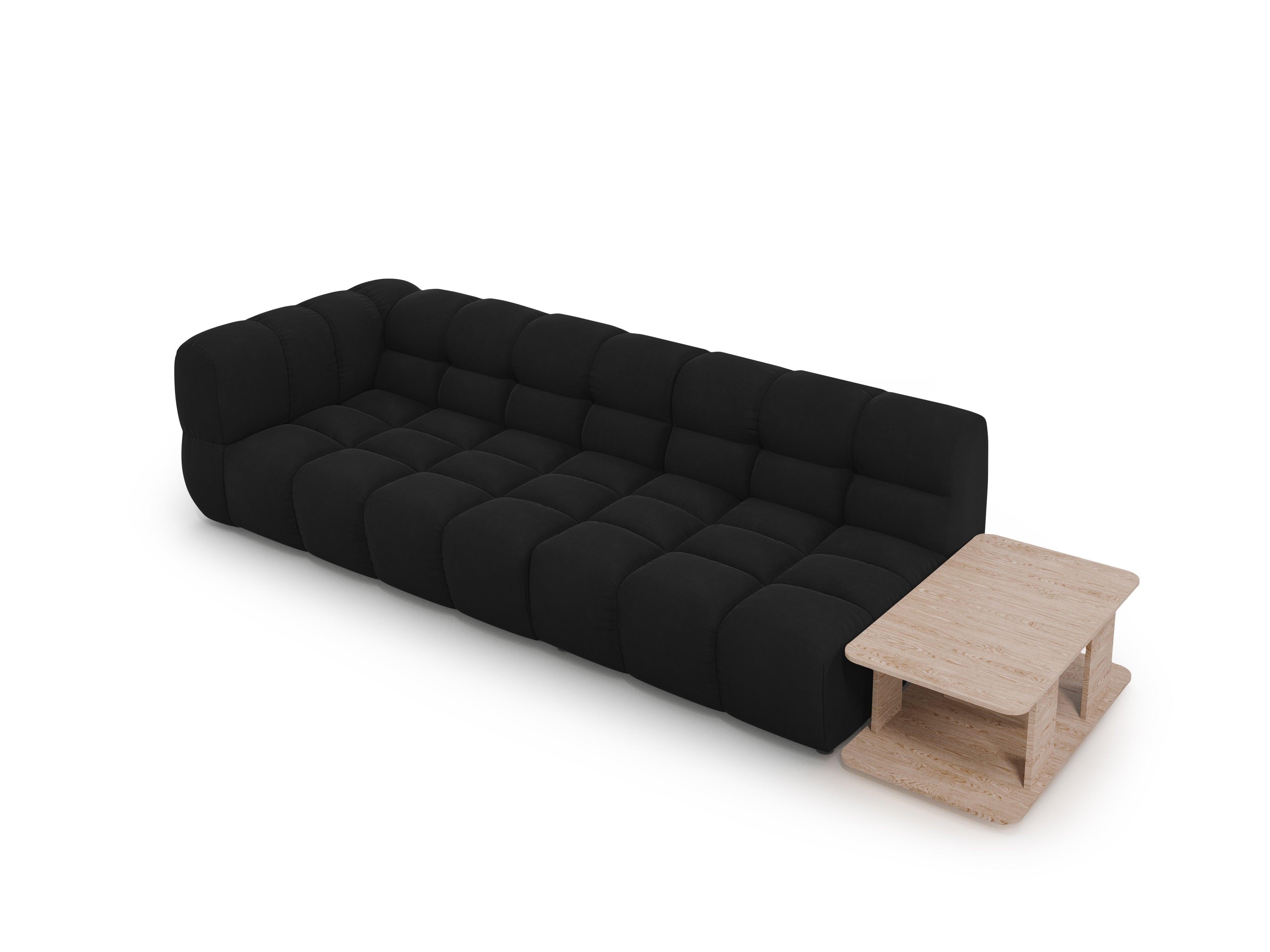 Sofa aksamitna prawostronna 4-osobowa otwarta ze stolikiem SKY czarny Cosmopolitan Design    Eye on Design