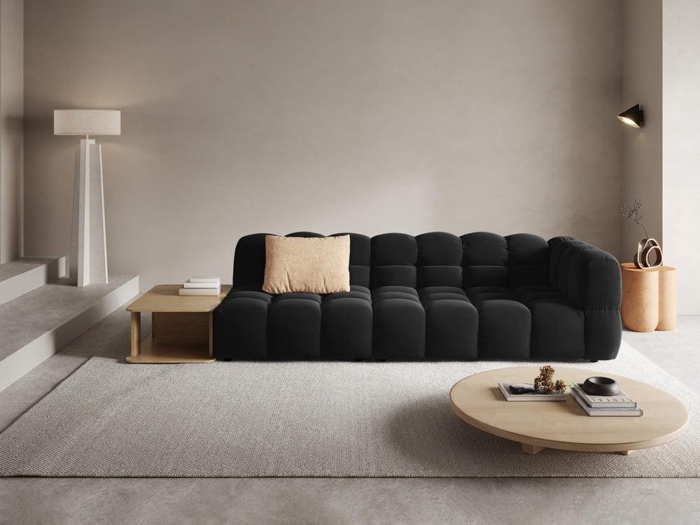 Left-sided 4-seater velvet sofa with a black sky table