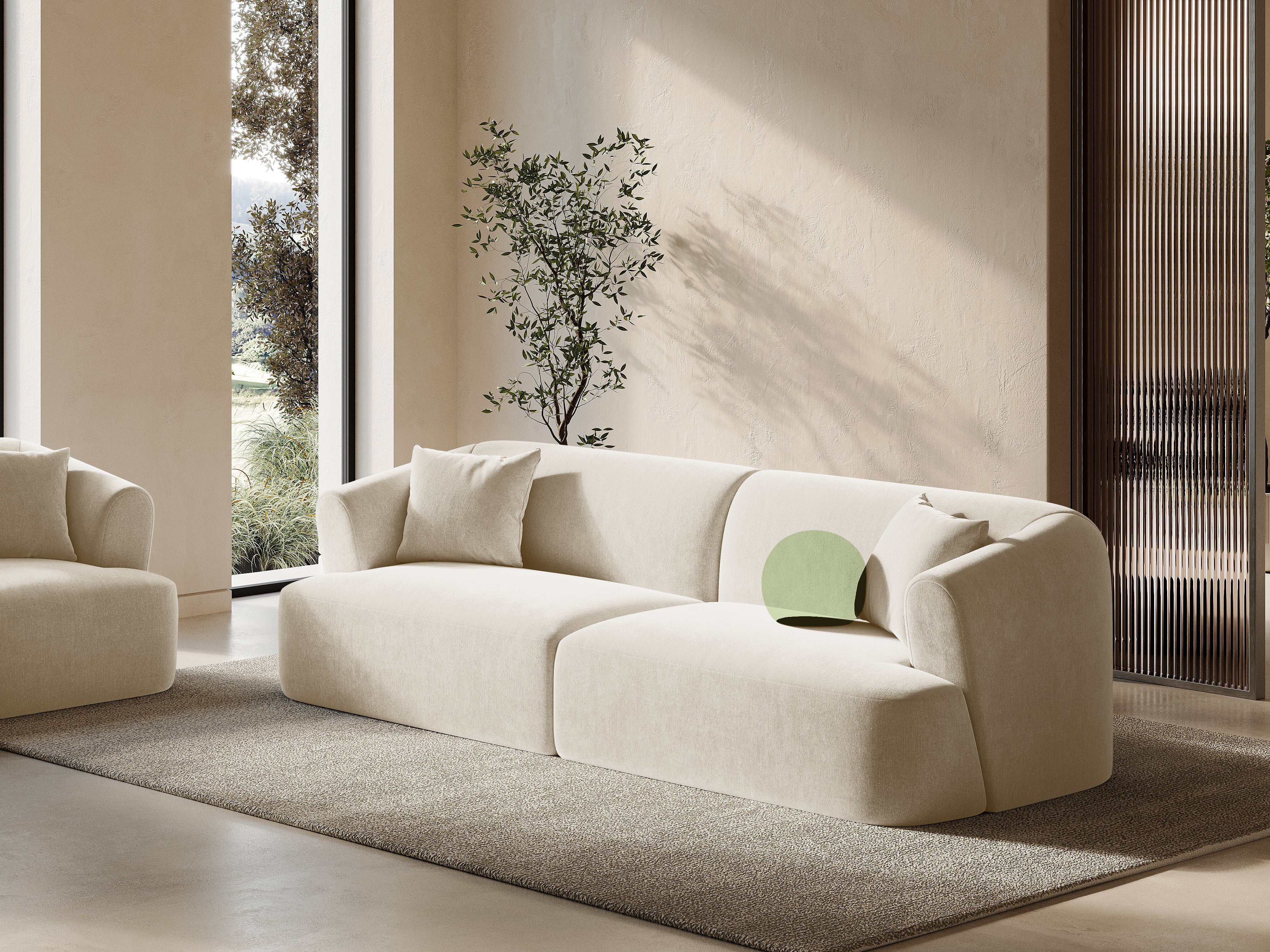 Sofa aksamitna 4-osobowa CAMPI jasnobeżowy