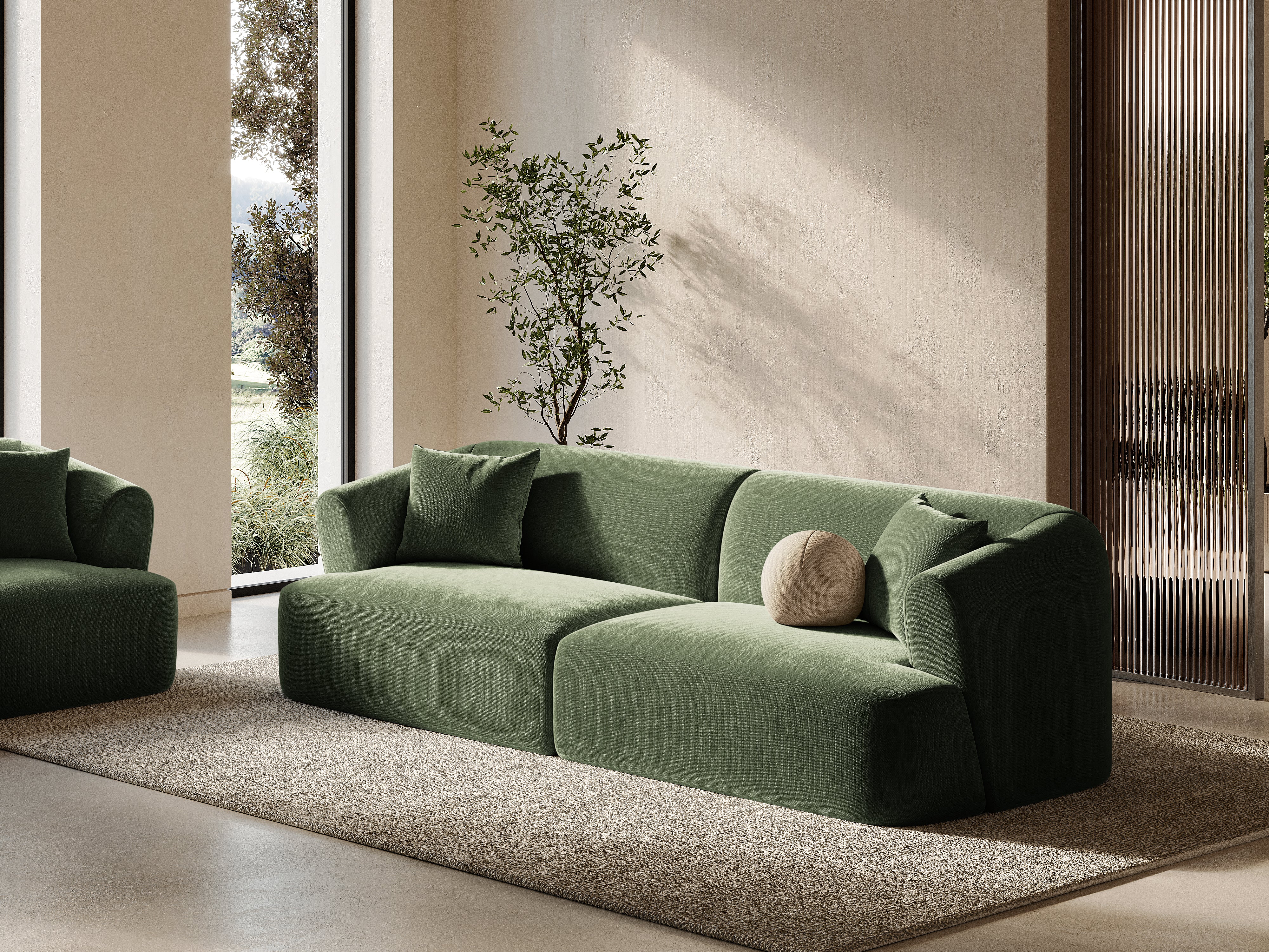 Sofa aksamitna 4-osobowa CAMPI zielony