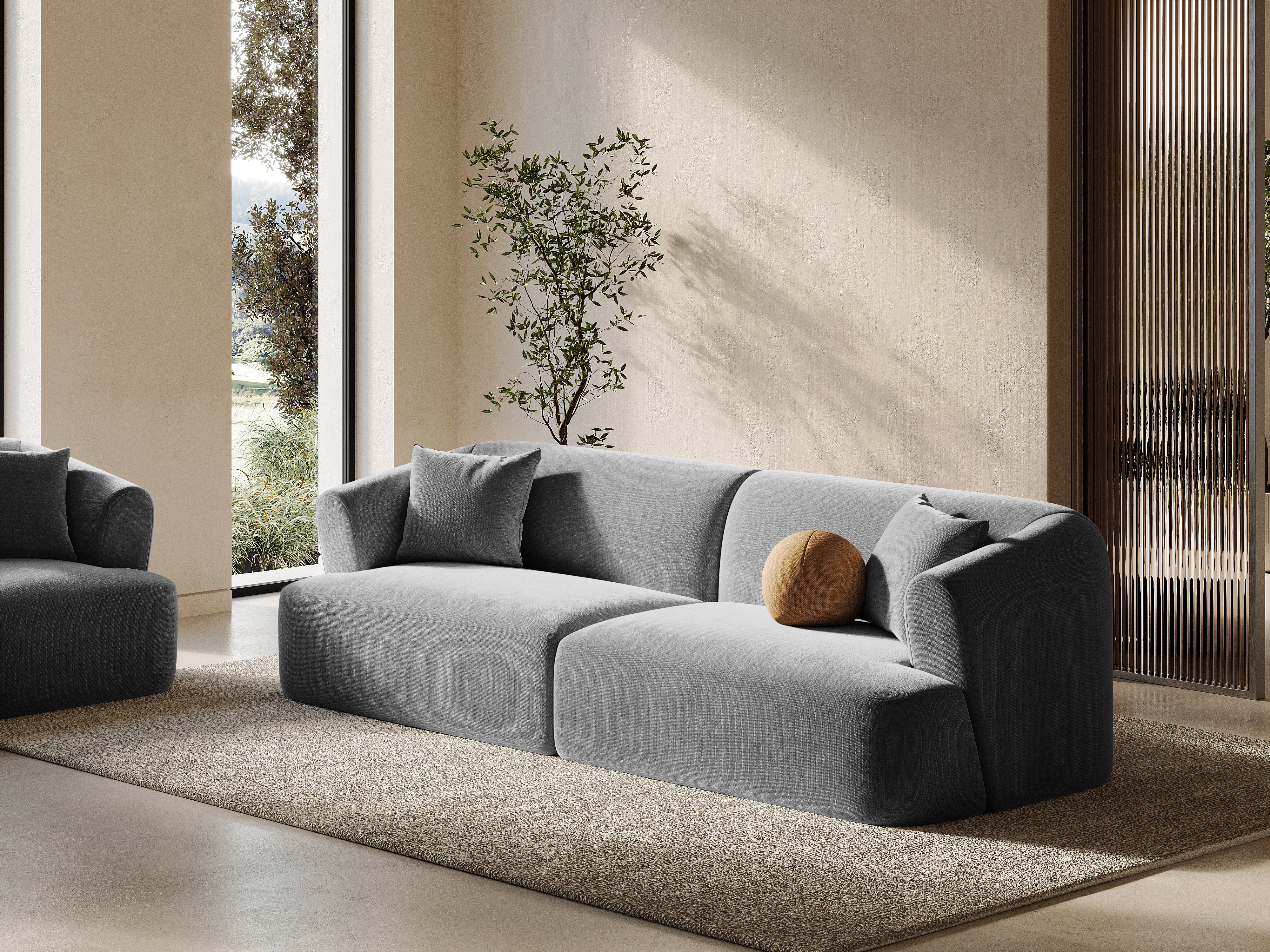 Sofa aksamitna 4-osobowa CAMPI szary