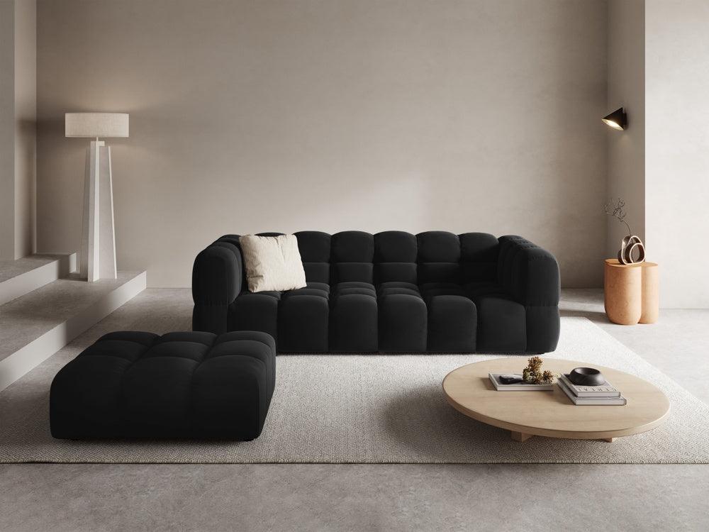 Black 4-seater velvet sofa