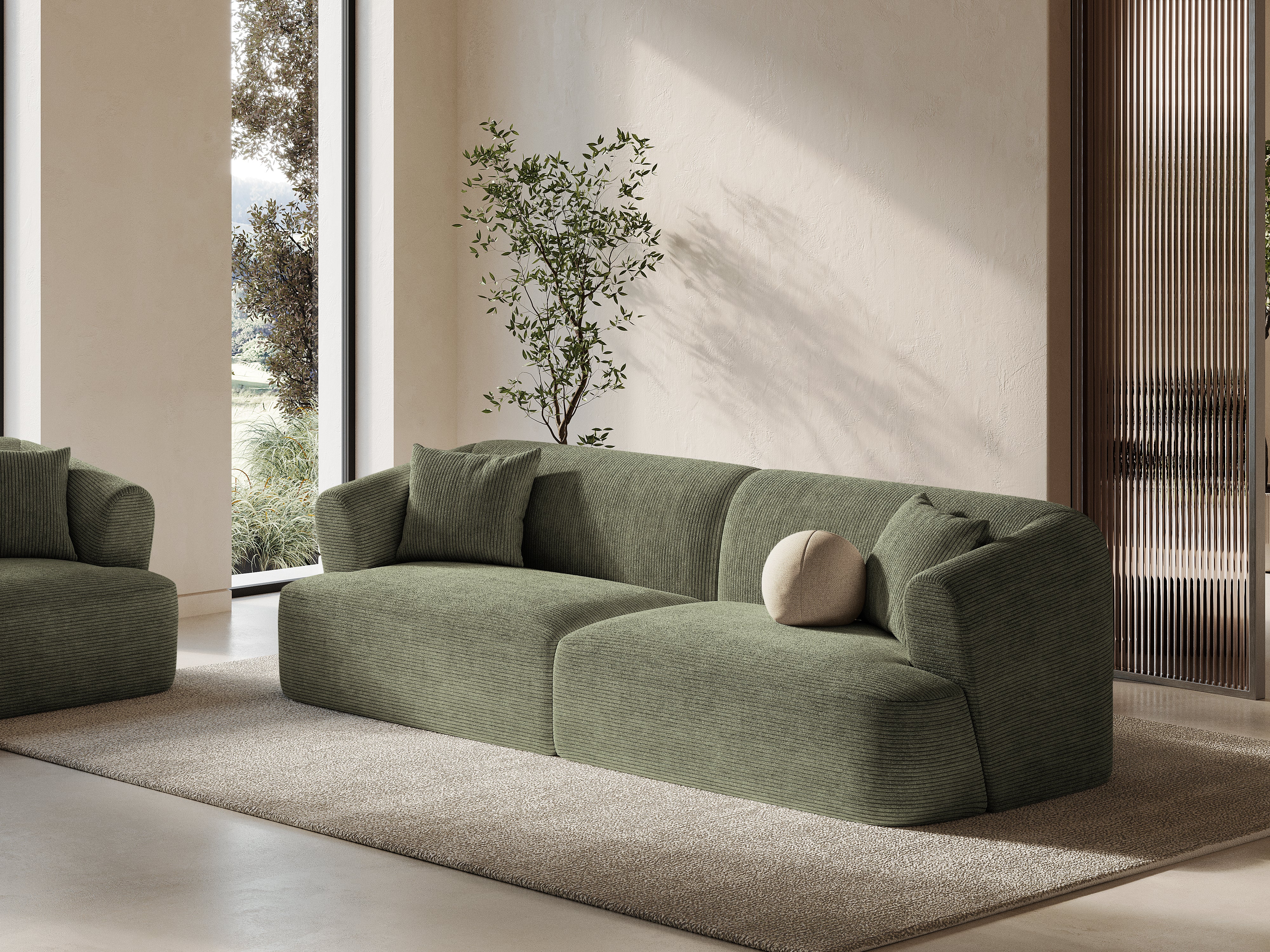 Sofa 4-osobowa CAMPI zielony sztruks