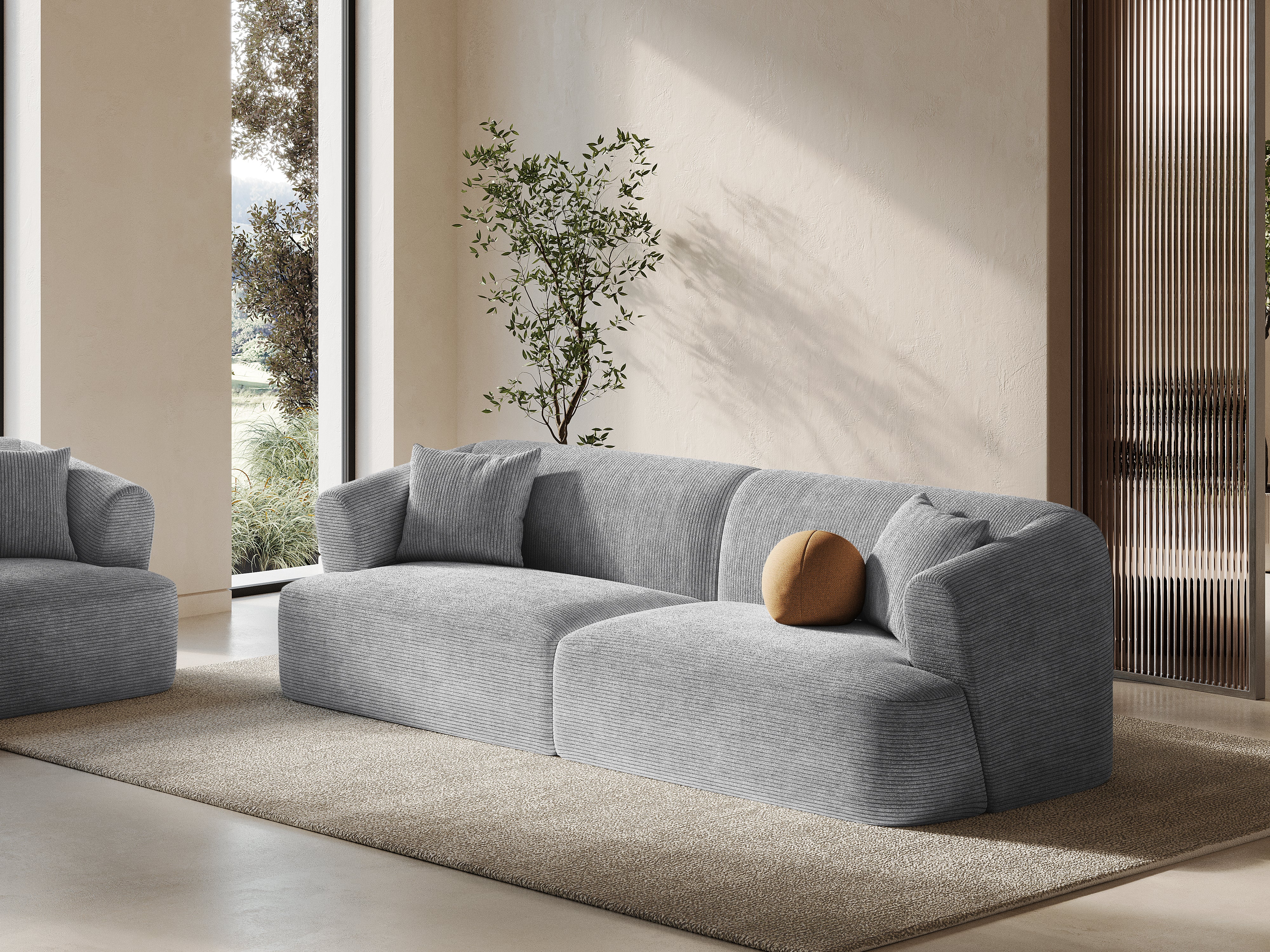 Sofa 4-osobowa CAMPI jasnoszary sztruks