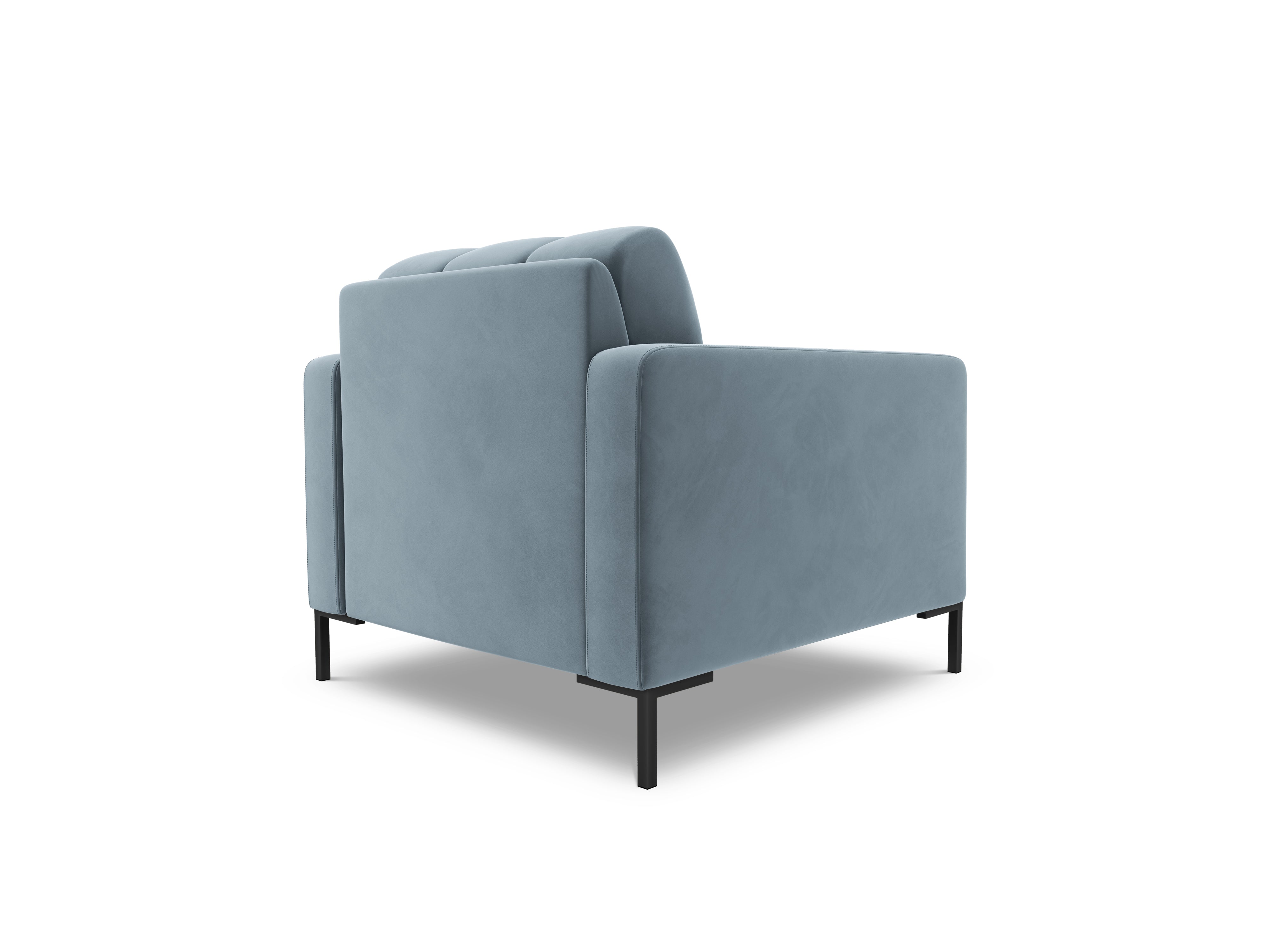 Fotel aksamitny BALI jasnoniebieski z czarną podstawą Cosmopolitan Design    Eye on Design
