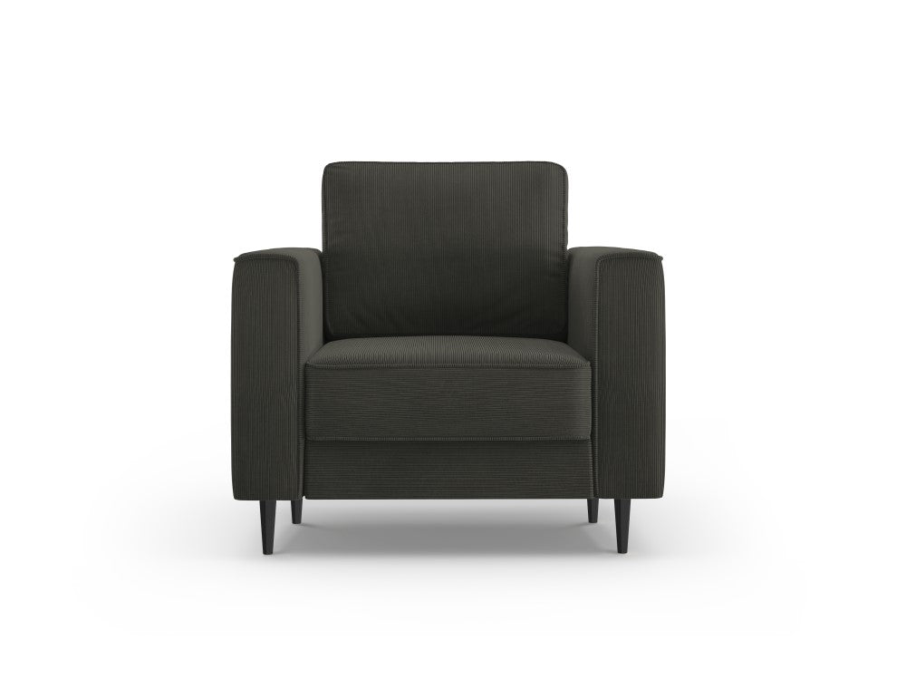 Fotel sztruksowy FANO czarny z czarną podstawą Cosmopolitan Design    Eye on Design