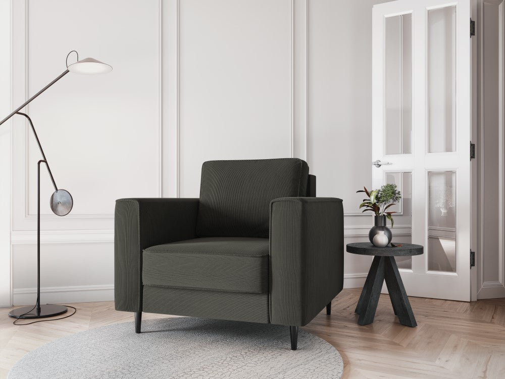 Fotel sztruksowy FANO czarny z czarną podstawą Cosmopolitan Design    Eye on Design