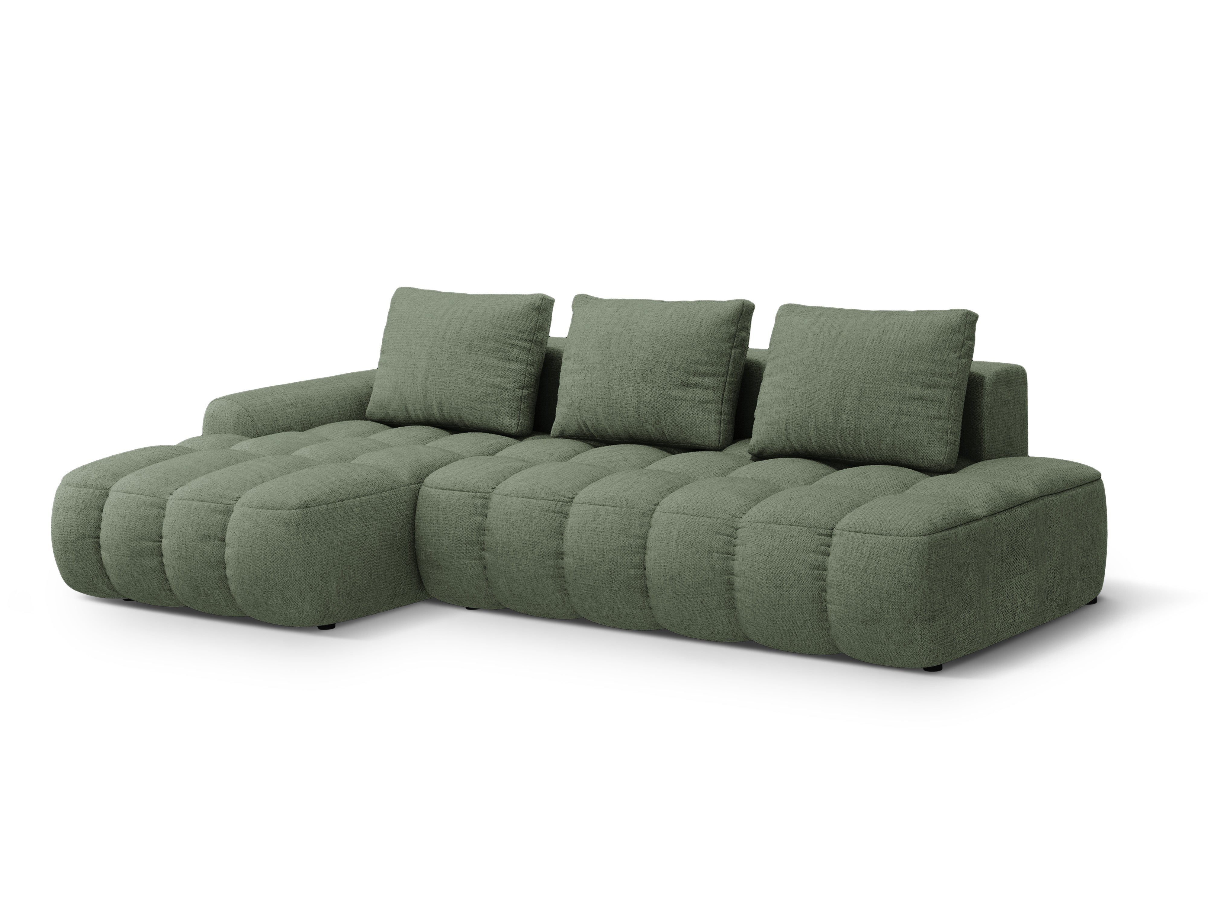 Linksseitige Schlafcouch für 3 Personen LINZ olivgrün