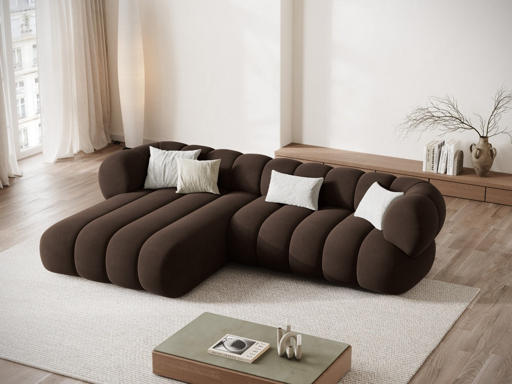 Samt-Ecksofa für 5 Personen links KOGE schokoladenbraun