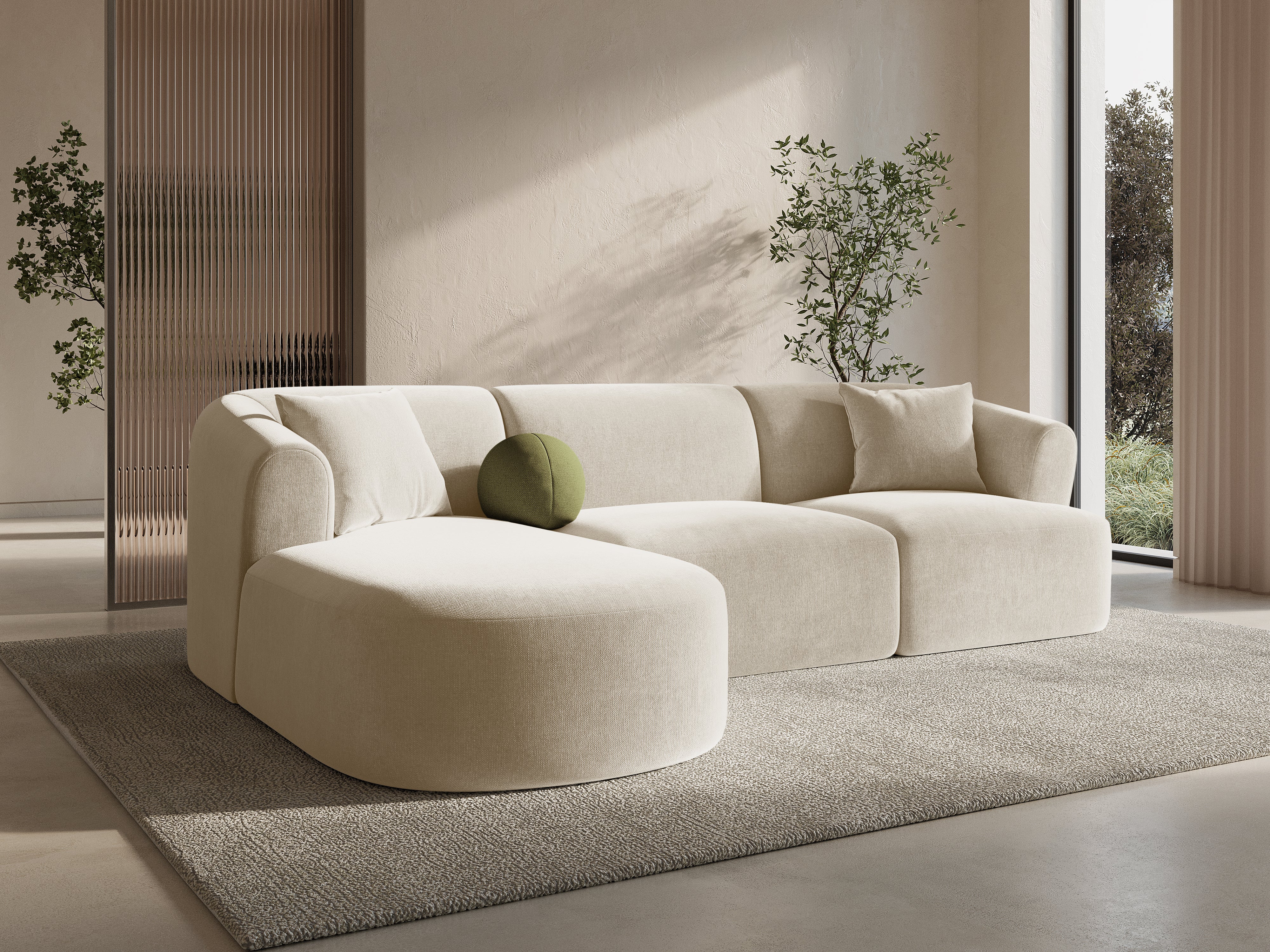 Left-sided 4-seater sofa CAMPI light gray chenille