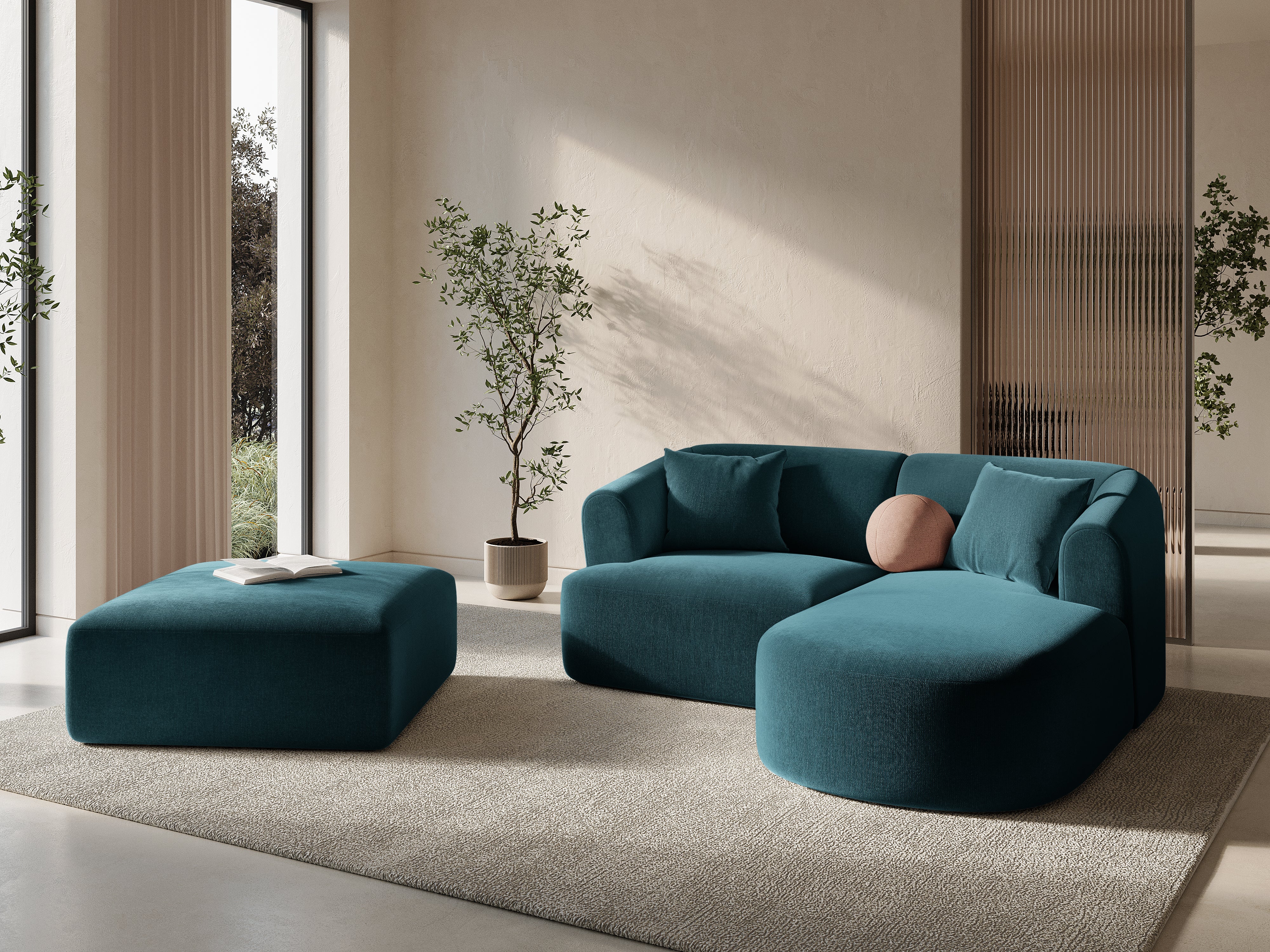 Velvet pouf CAMPI petrol