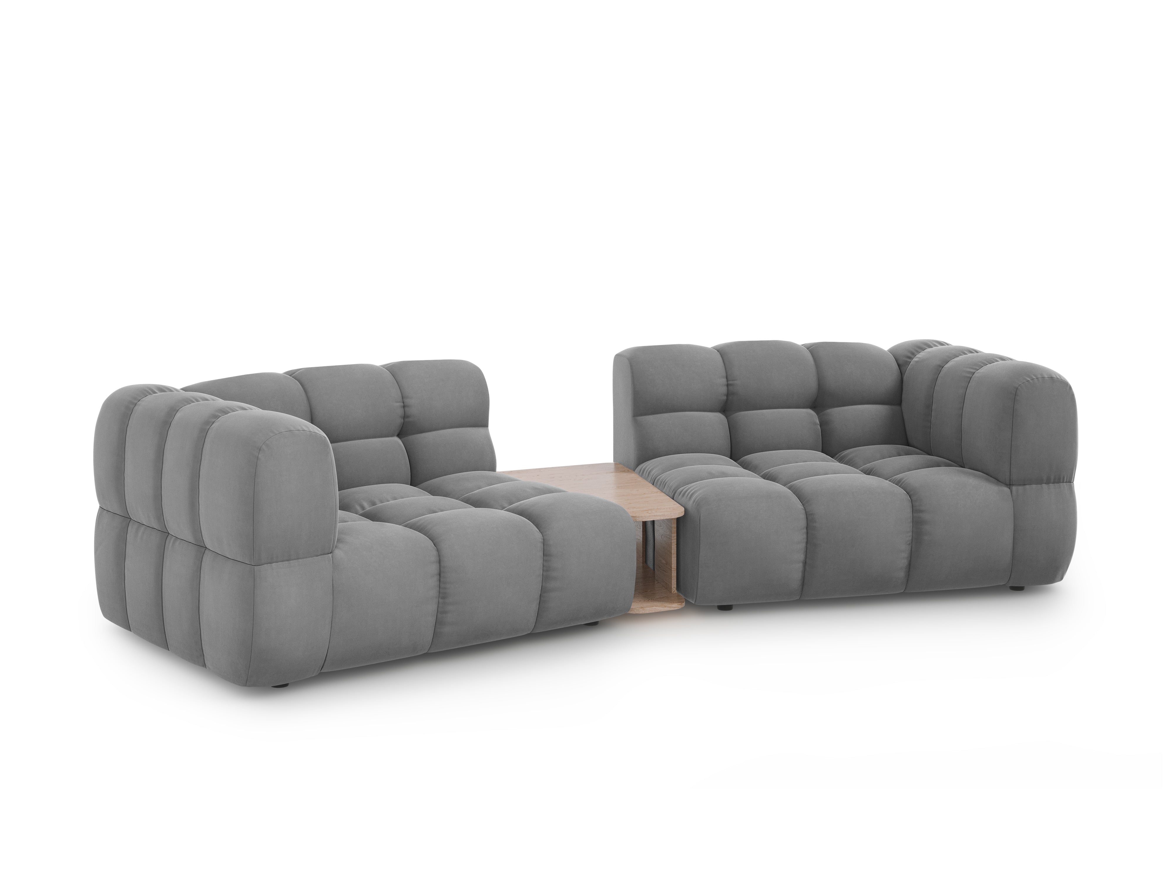 Sofa aksamitna 2-osobowa zaokrąglona ze stolikiem SKY jasnoszary Cosmopolitan Design    Eye on Design