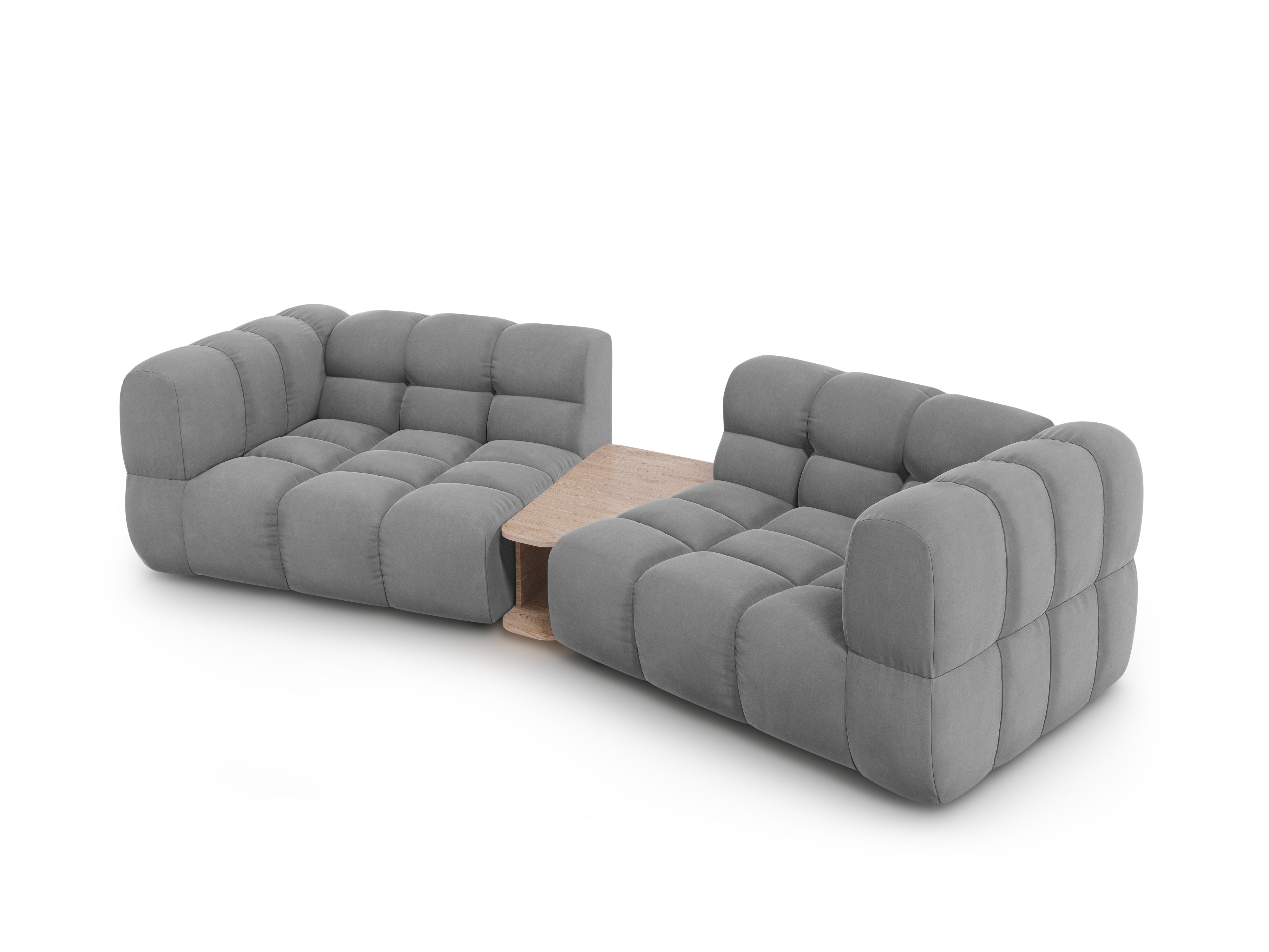 Sofa aksamitna 2-osobowa zaokrąglona ze stolikiem SKY jasnoszary Cosmopolitan Design    Eye on Design