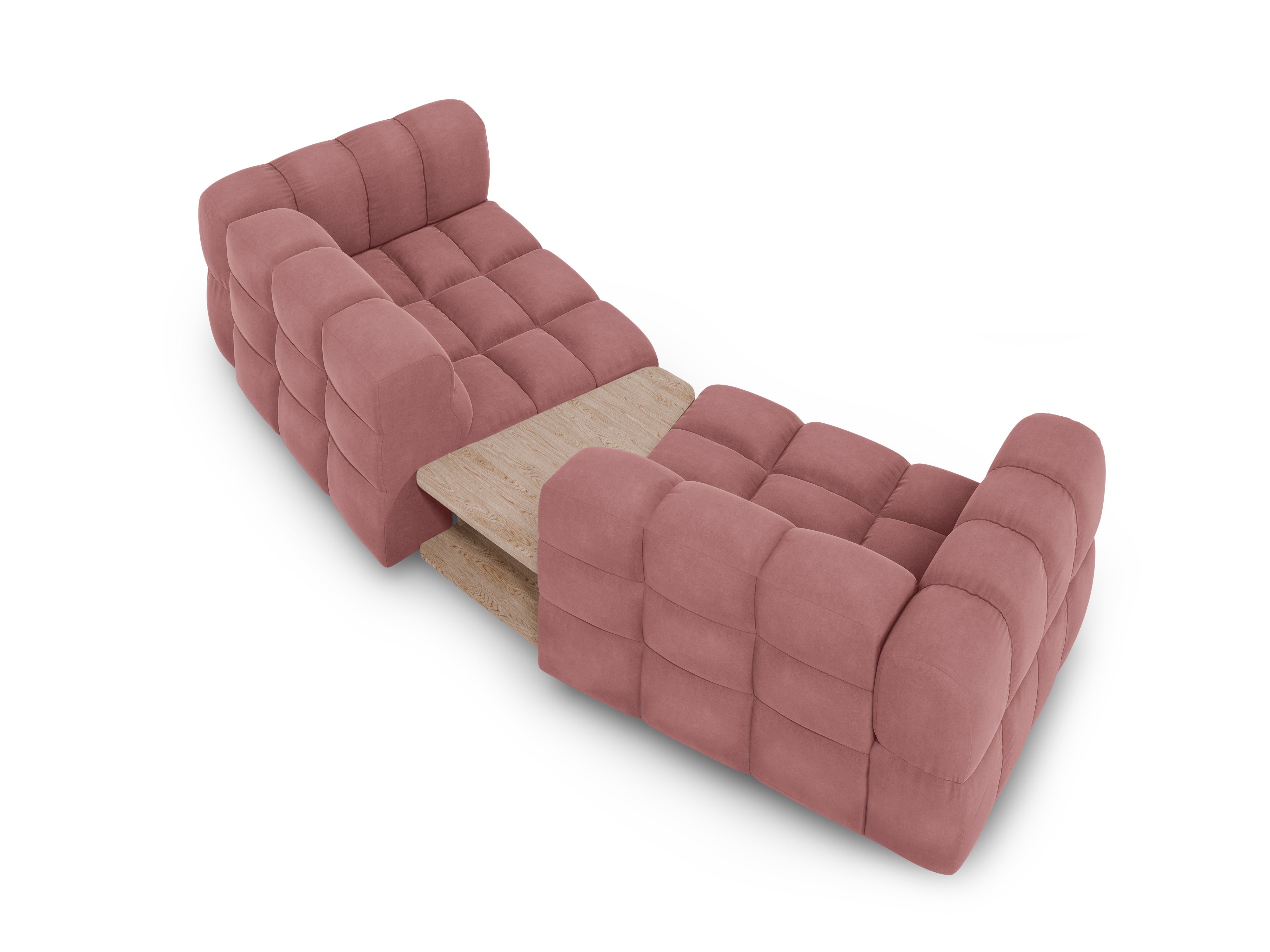 Sofa aksamitna 2-osobowa zaokrąglona ze stolikiem SKY łososiowy Cosmopolitan Design    Eye on Design