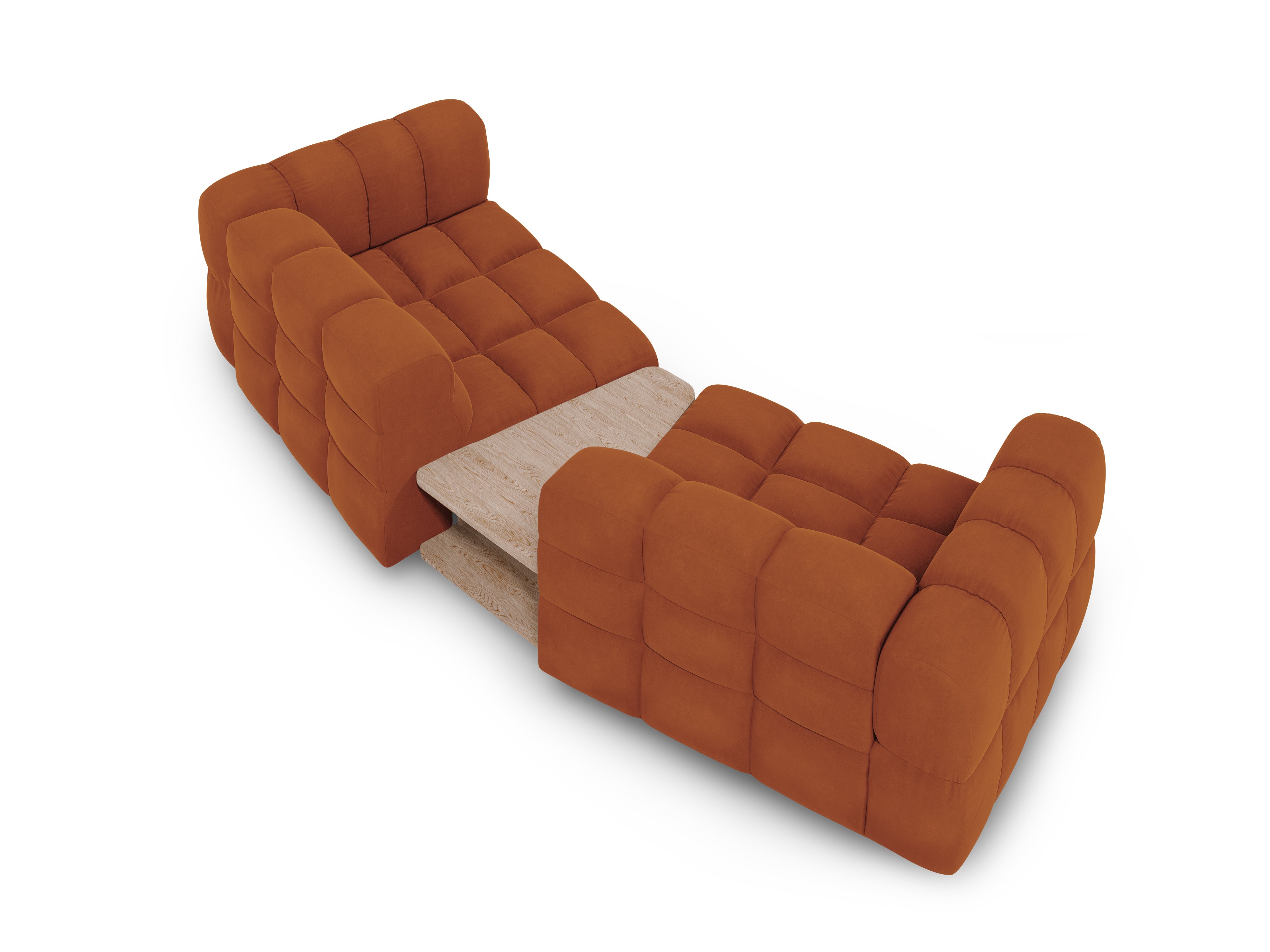 Sofa aksamitna 2-osobowa zaokrąglona ze stolikiem SKY terracotta Cosmopolitan Design    Eye on Design