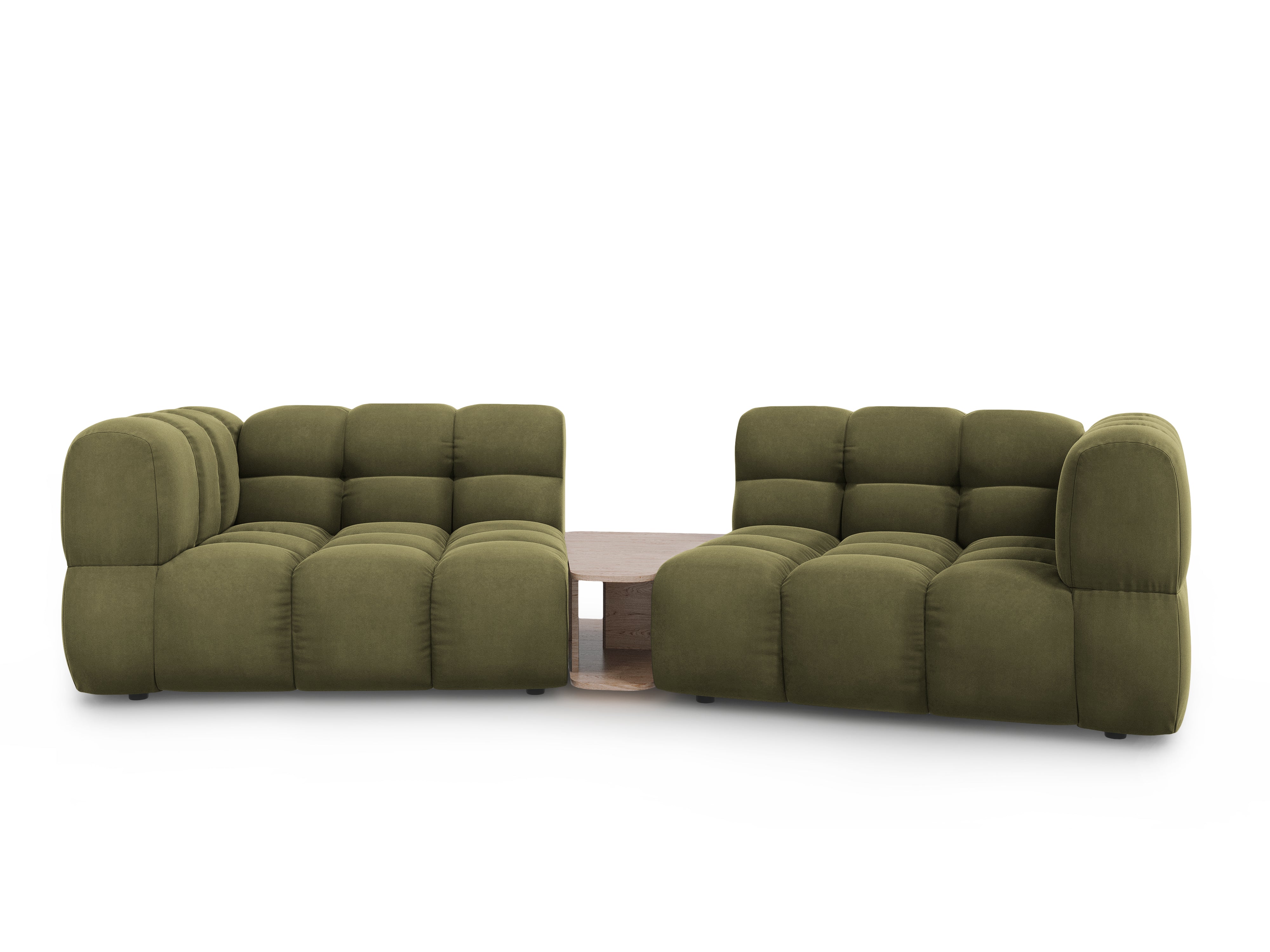 Sofa aksamitna 2-osobowa zaokrąglona ze stolikiem SKY jasnozielony Cosmopolitan Design    Eye on Design