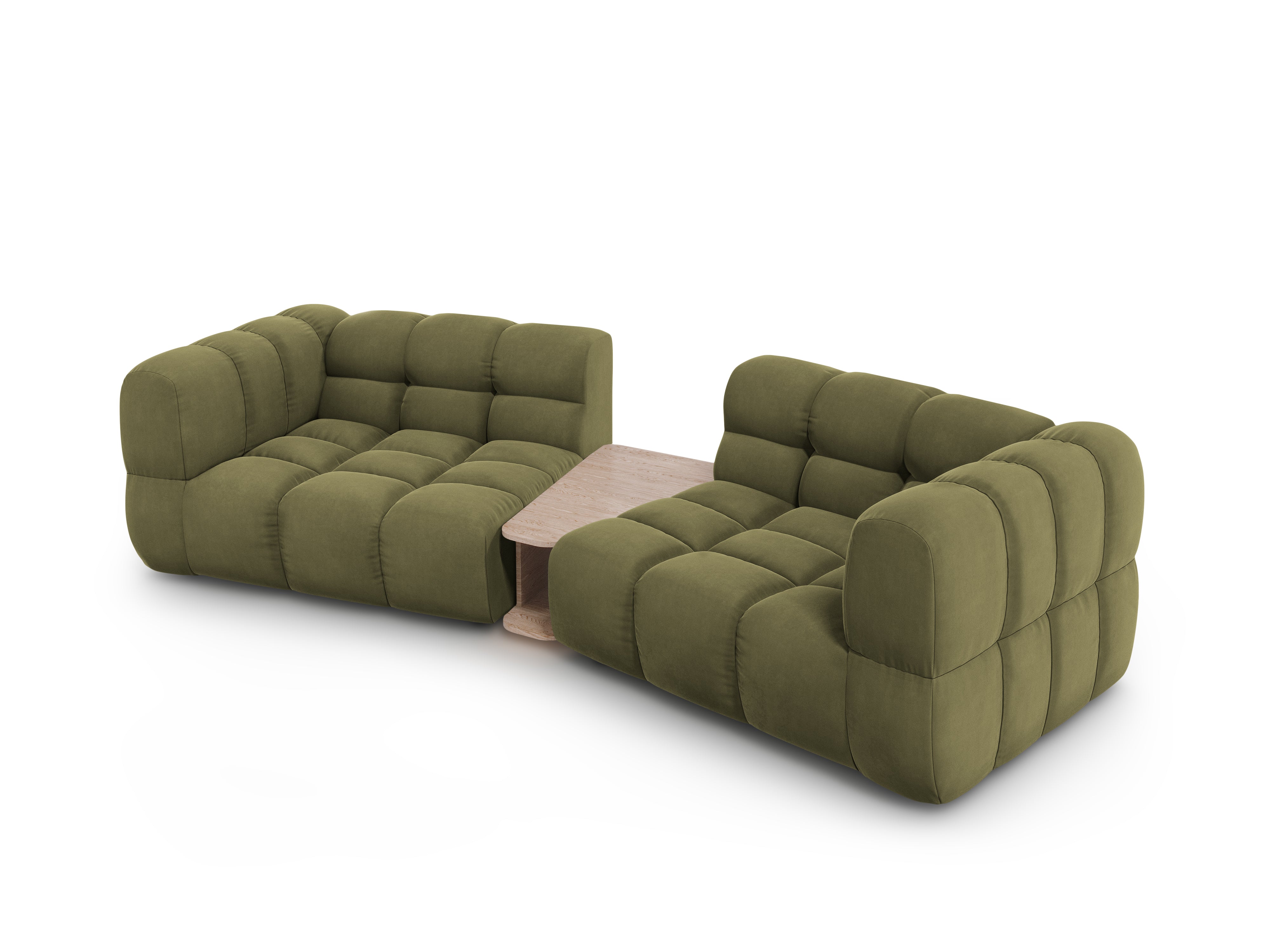 Sofa aksamitna 2-osobowa zaokrąglona ze stolikiem SKY jasnozielony Cosmopolitan Design    Eye on Design