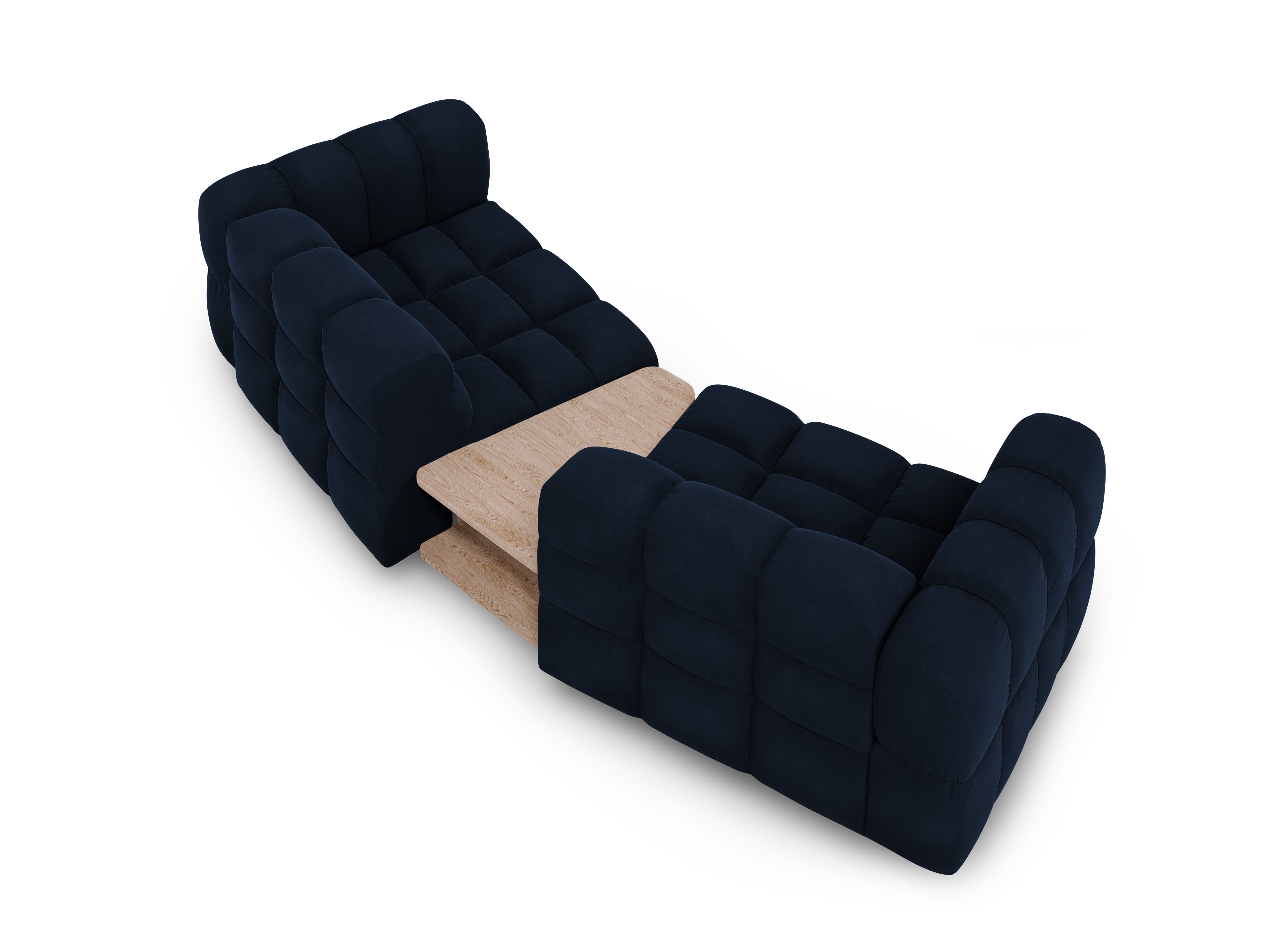 Sofa aksamitna 2-osobowa zaokrąglona ze stolikiem SKY granat królewski Cosmopolitan Design    Eye on Design