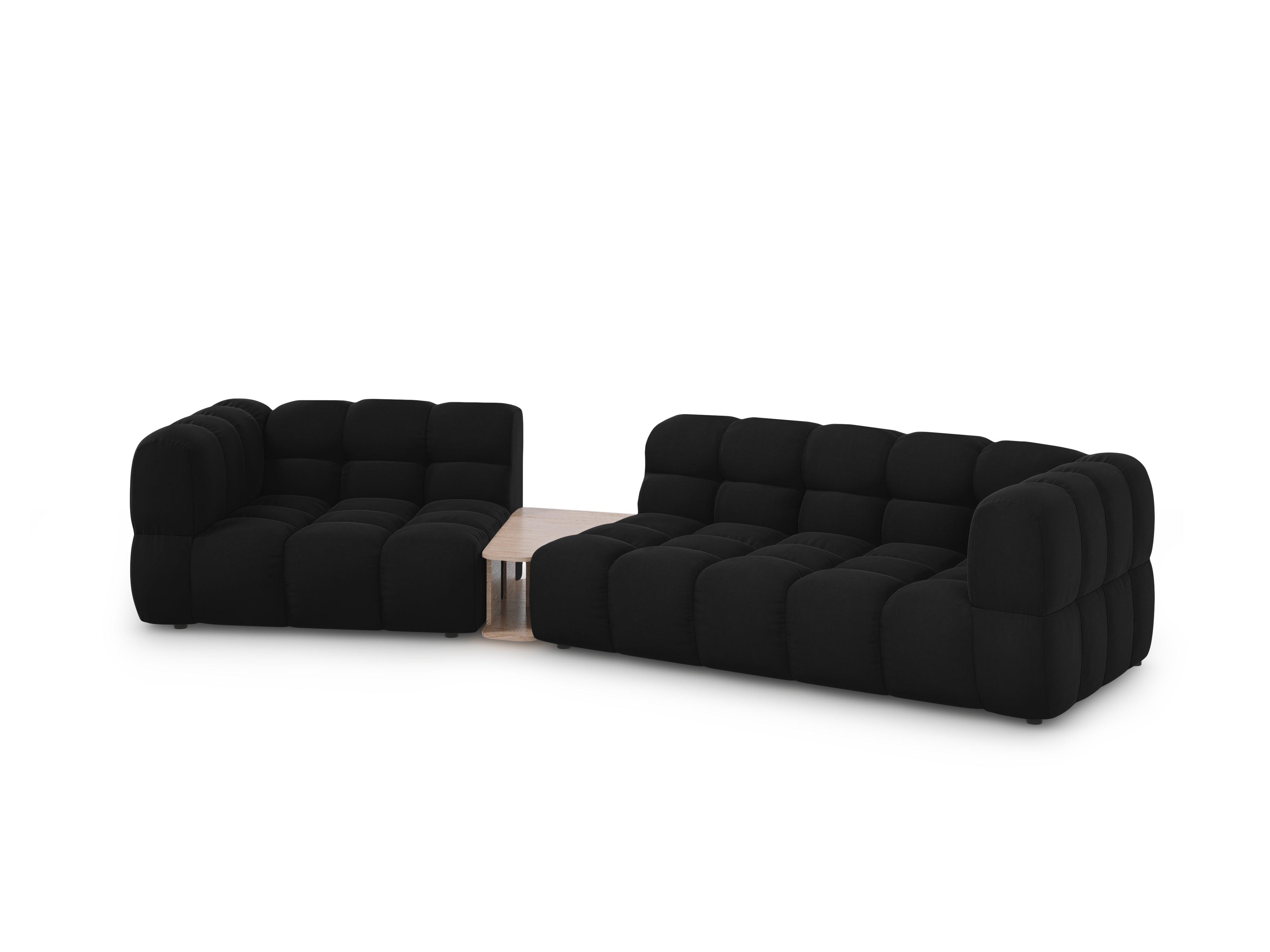 Sofa aksamitna lewostronna 3-osobowa zaokrąglona ze stolikiem SKY czarny Cosmopolitan Design    Eye on Design