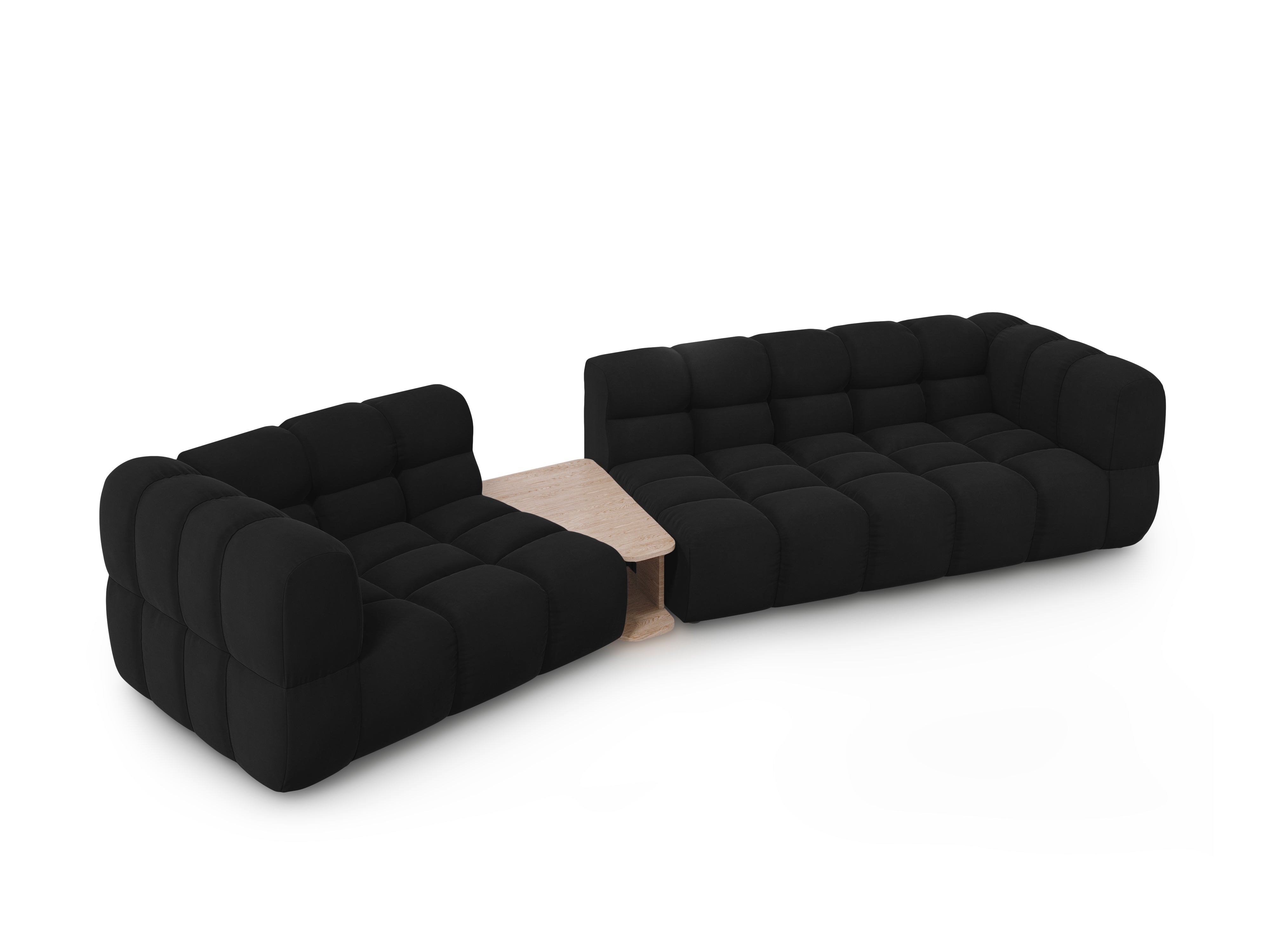 Sofa aksamitna lewostronna 3-osobowa zaokrąglona ze stolikiem SKY czarny Cosmopolitan Design    Eye on Design