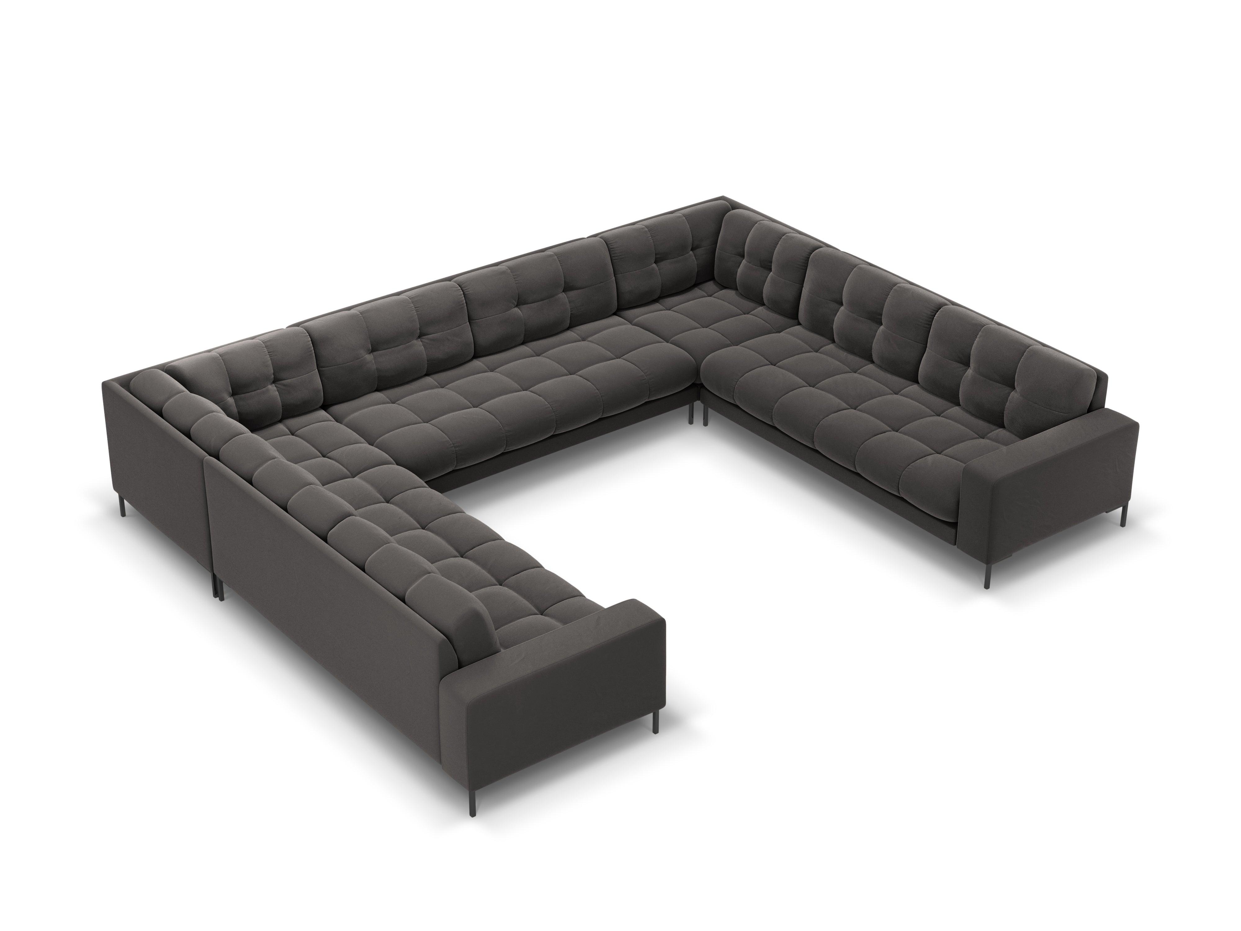 Sofa aksamitna panoramiczna 9-osobowa BALI ciemnoszary z czarną podstawą Cosmopolitan Design    Eye on Design