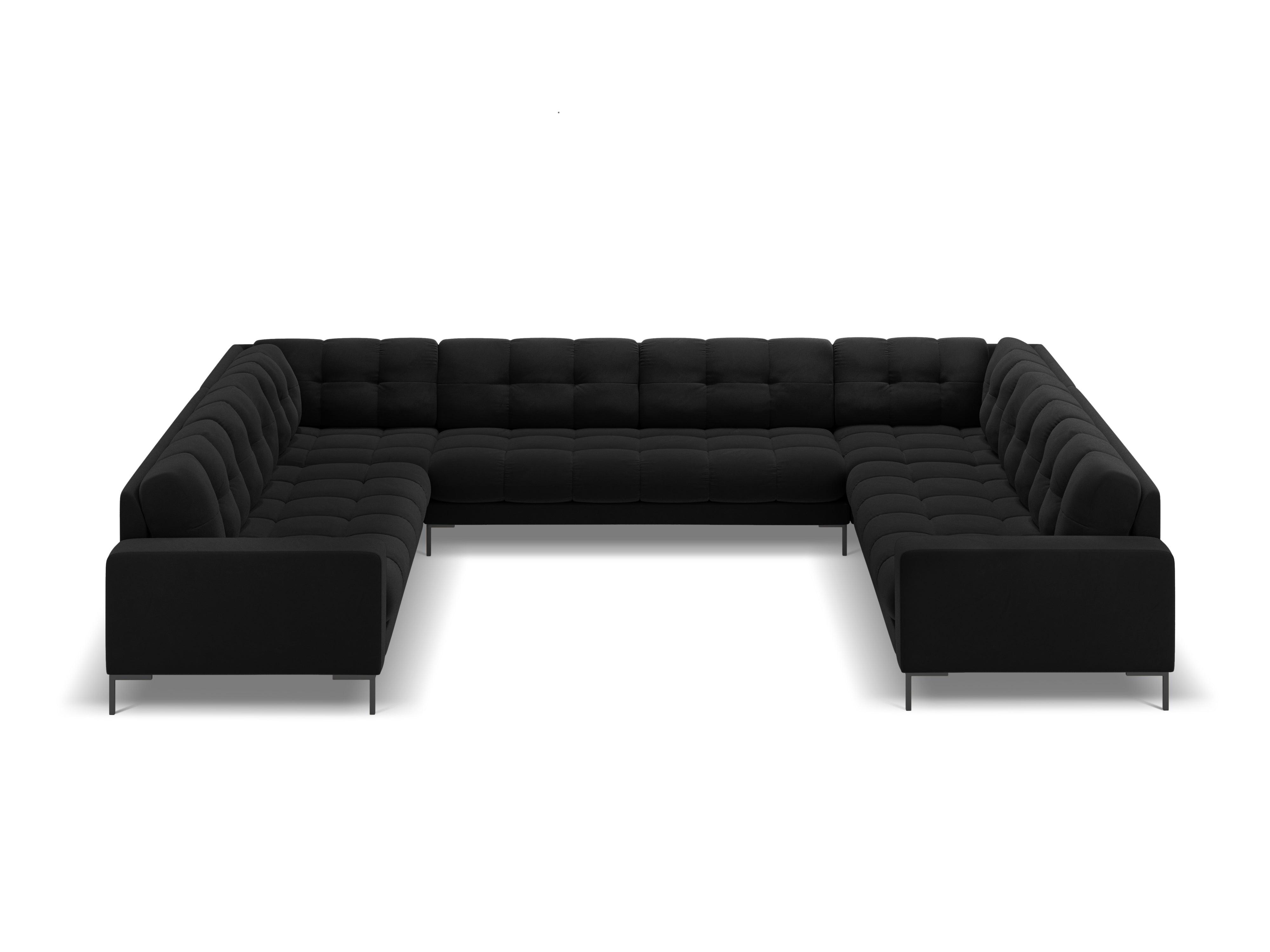 Sofa aksamitna panoramiczna 9-osobowa BALI czarny z czarną podstawą Cosmopolitan Design    Eye on Design