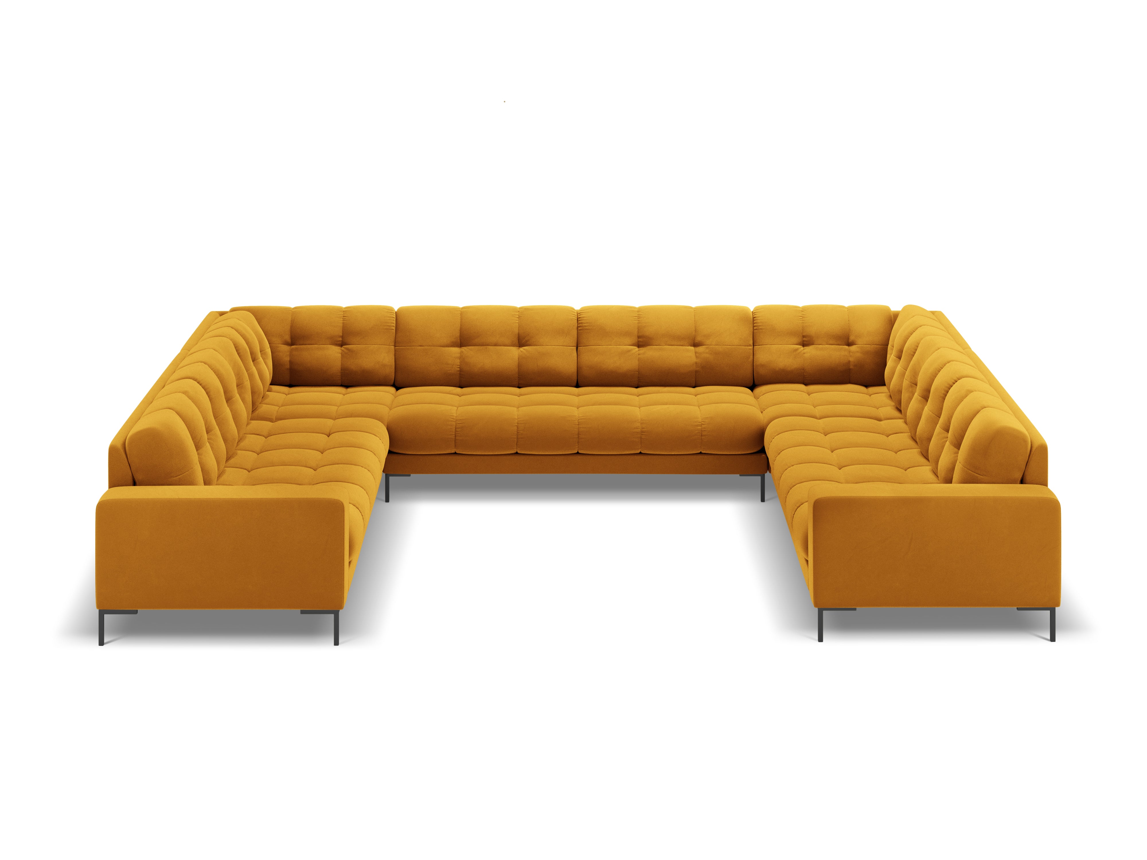 Sofa aksamitna panoramiczna 9-osobowa BALI żółty z czarną podstawą Cosmopolitan Design    Eye on Design