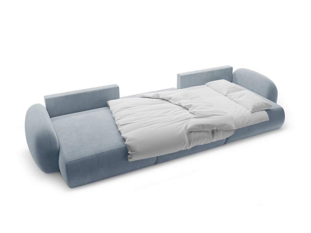 Sofa panoramisch aus Samt mit Schlaf-Funktion für 5 Personen TONALE himmelblau