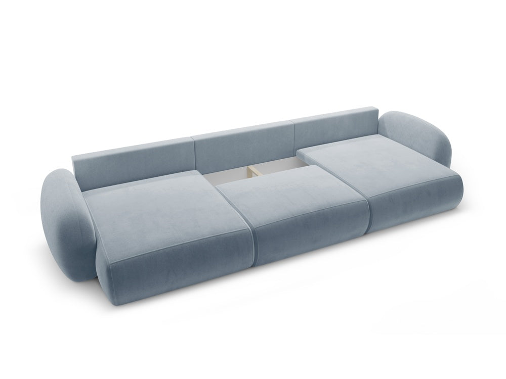 Sofa panoramisch aus Samt mit Schlaf-Funktion für 5 Personen TONALE himmelblau