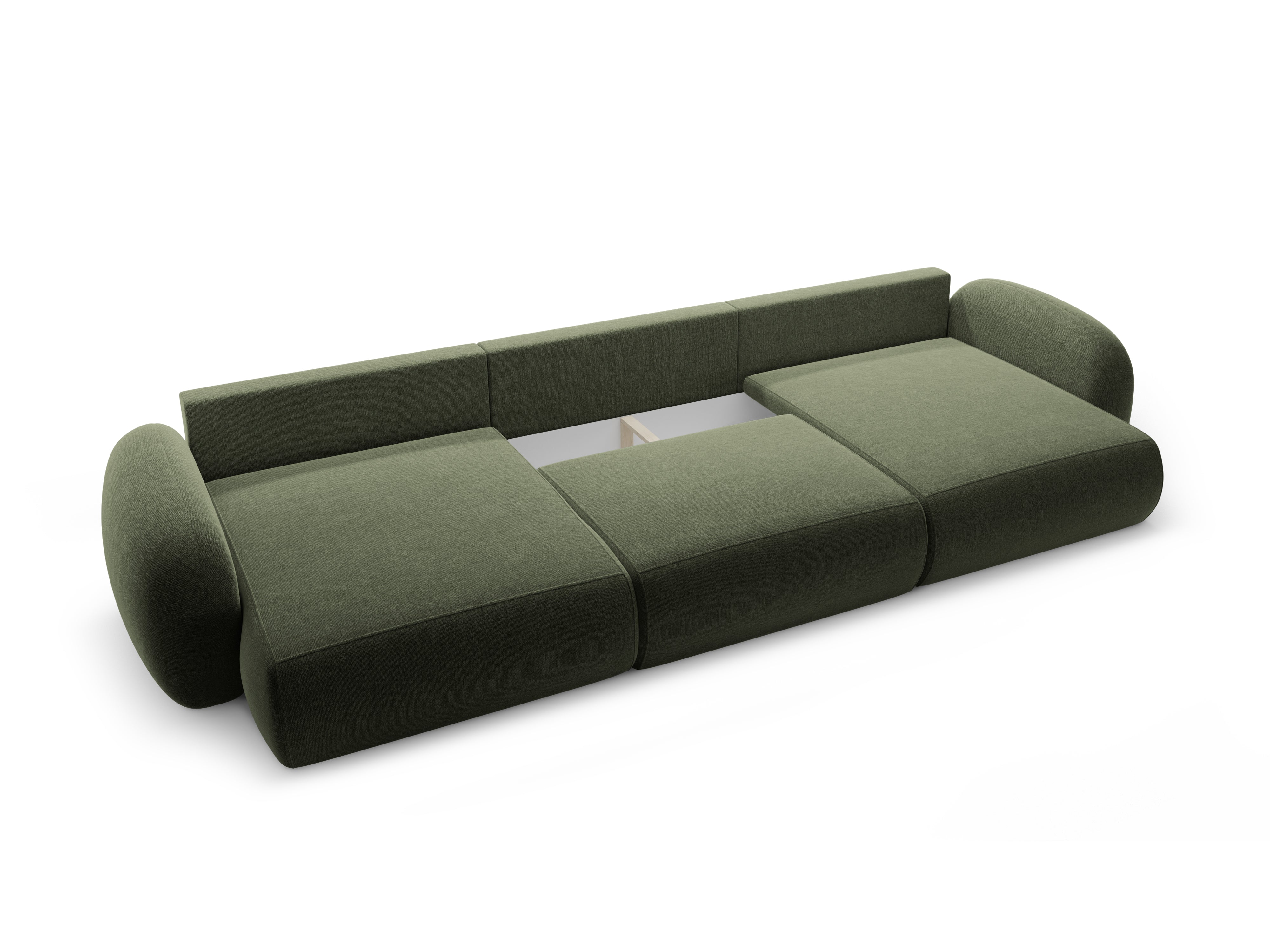 Sofa panoramiczna z funkcją spania 5-osobowa TONALE zielony