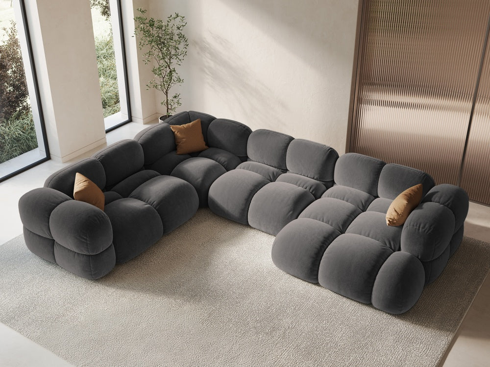 U-förmiger linker Ecksofa LORETTO grau-blau