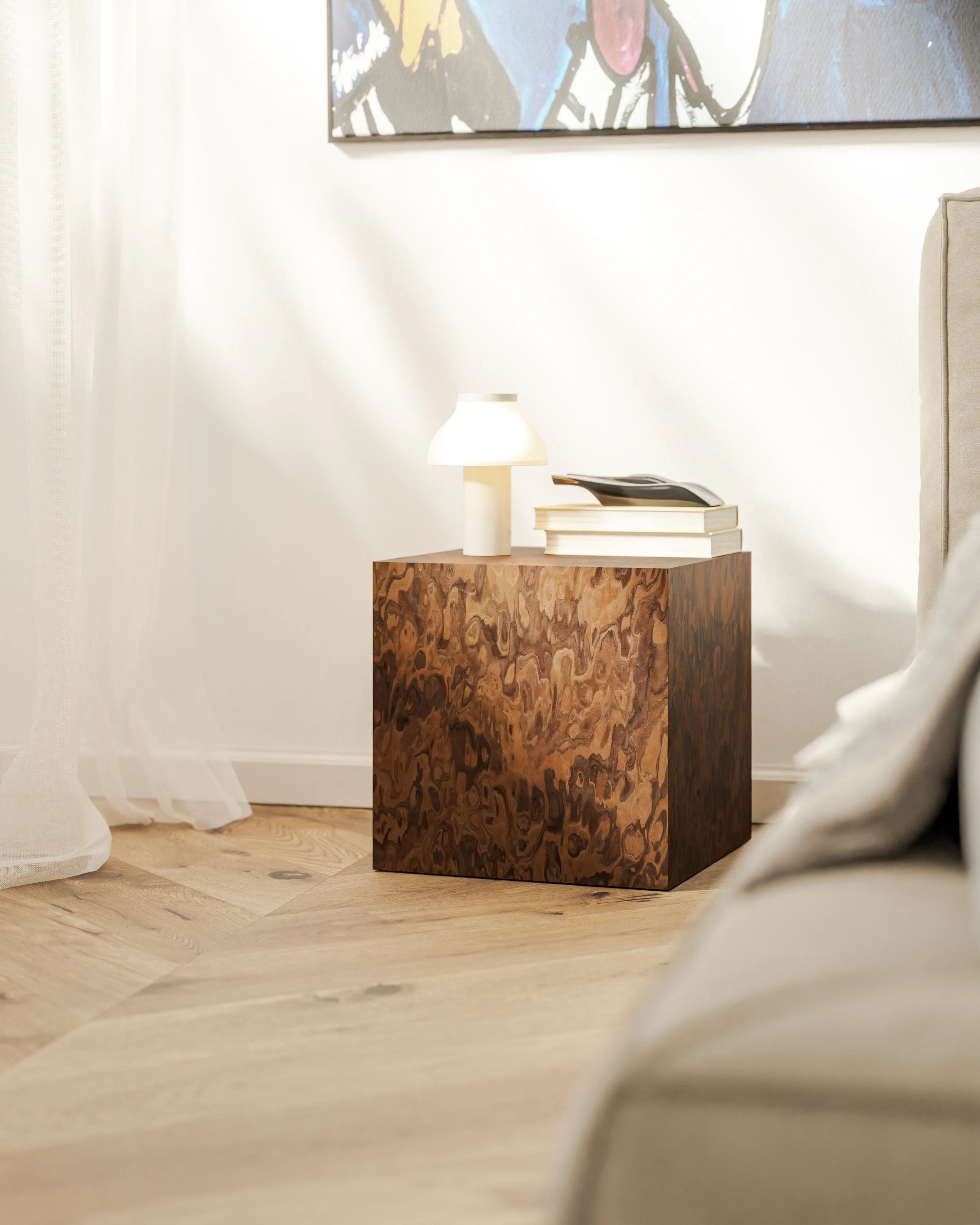CUBE California Burl Side Table