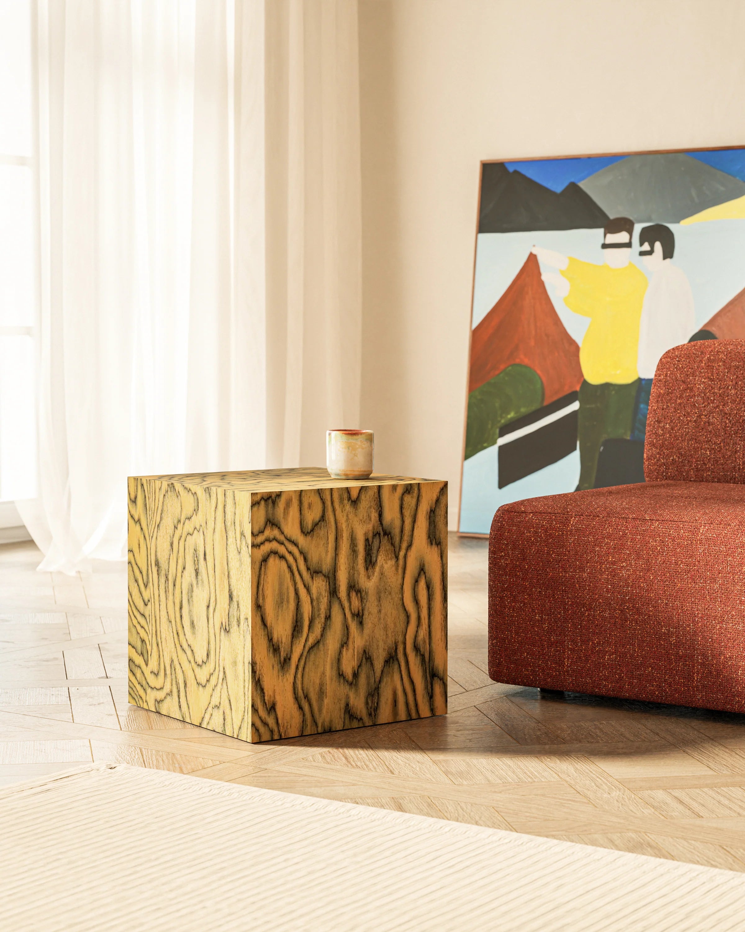 CUBE Side Table Sottsass Yellow