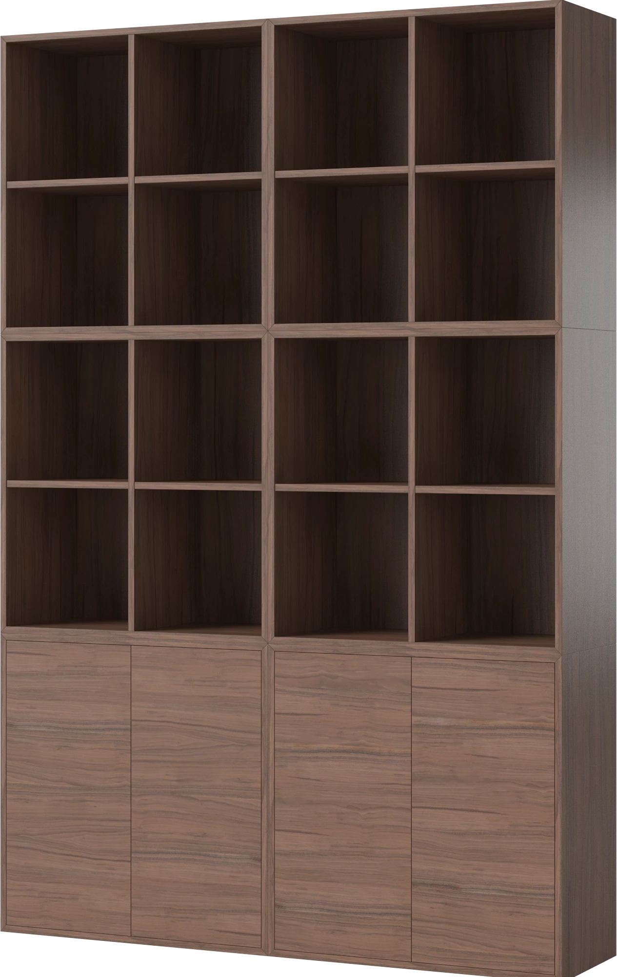 Case nut veneer bookcase