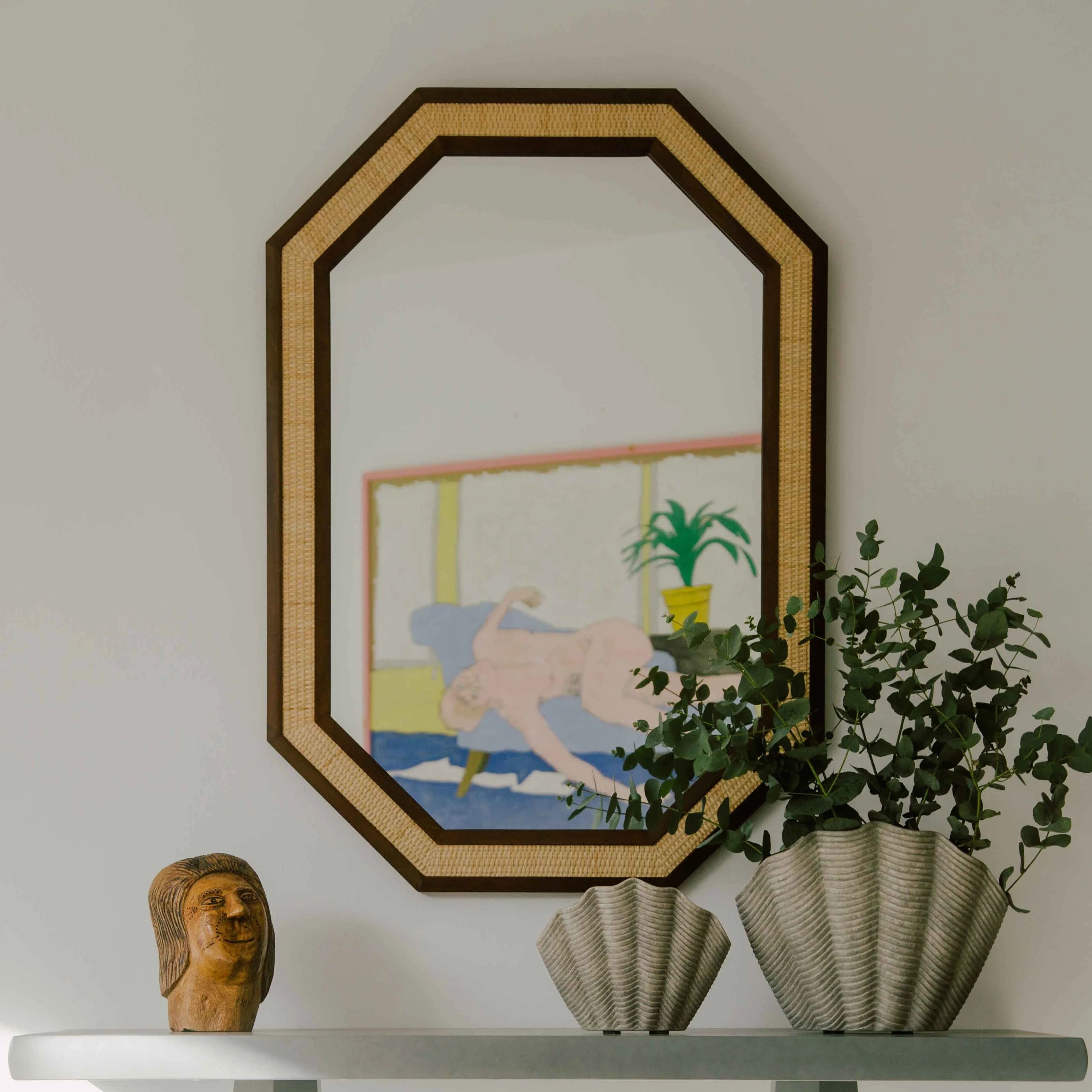 Lustro RATTAN Mahagoni und Rattan
