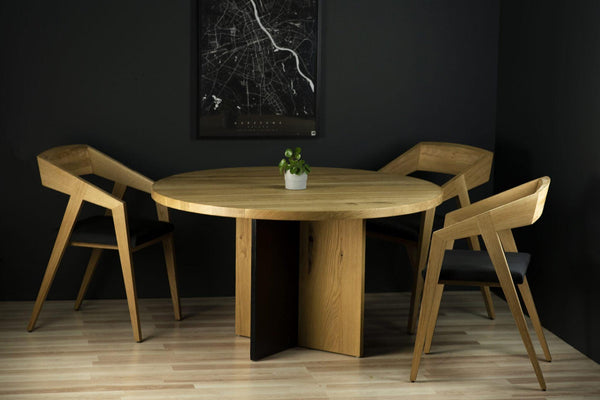 Stół okrągły ROSTO drewniany polerowany Szyszka Design    Eye on Design