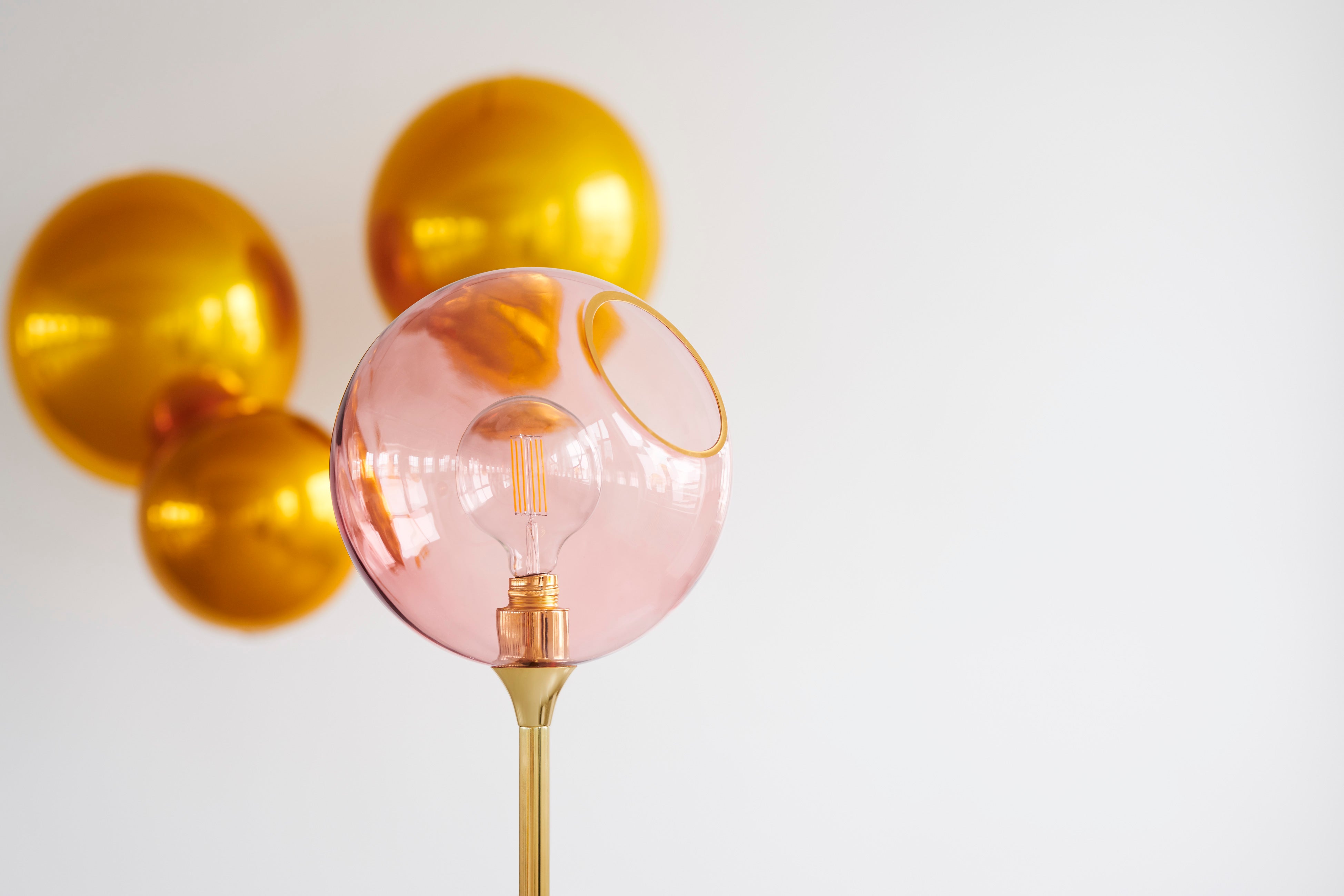 Ballroom floor lamp pink with a gold base [Amelia]